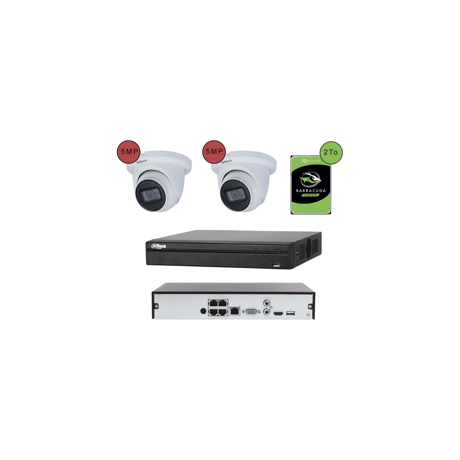 Caméra de sécurité KOMELEC Kit vidéosurveillance IP 2 caméras dôme