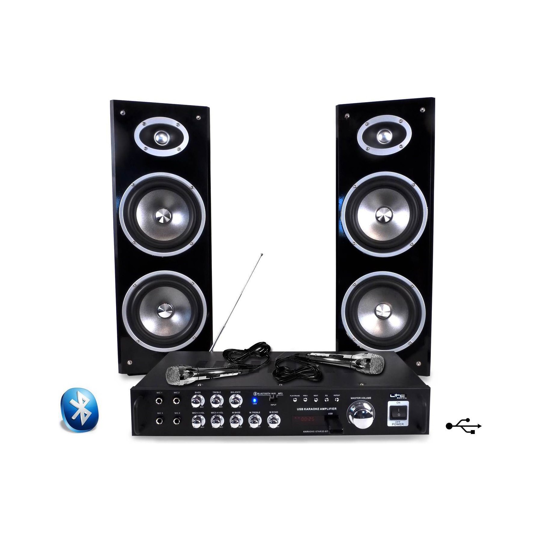 Karaoké LTC POWER Karaoké ampli 80W +2 HP +2 mic STAR3D-BT
