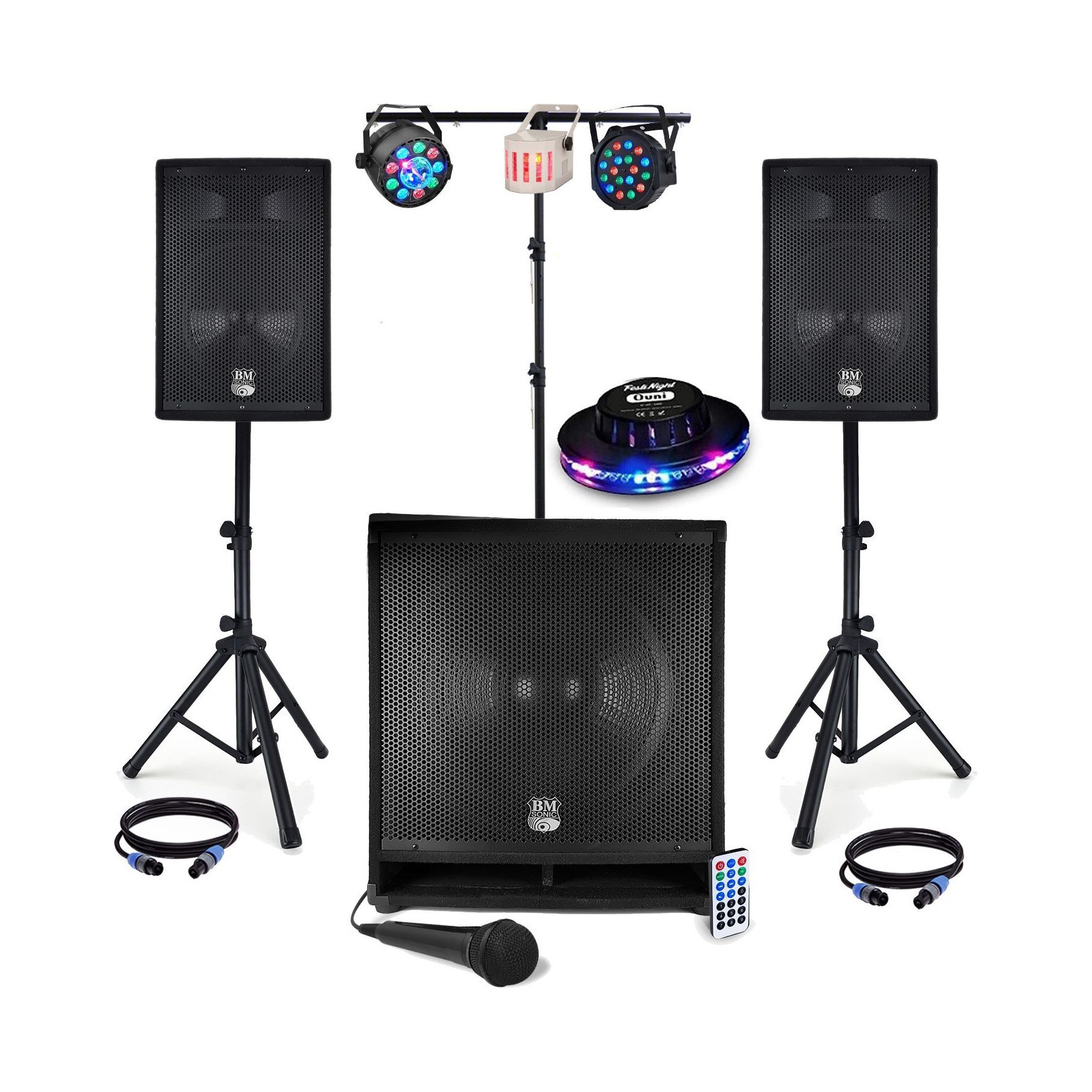 Pack sono BM SONIC Pack sono 2400W BMS1812 + pied + jeux de