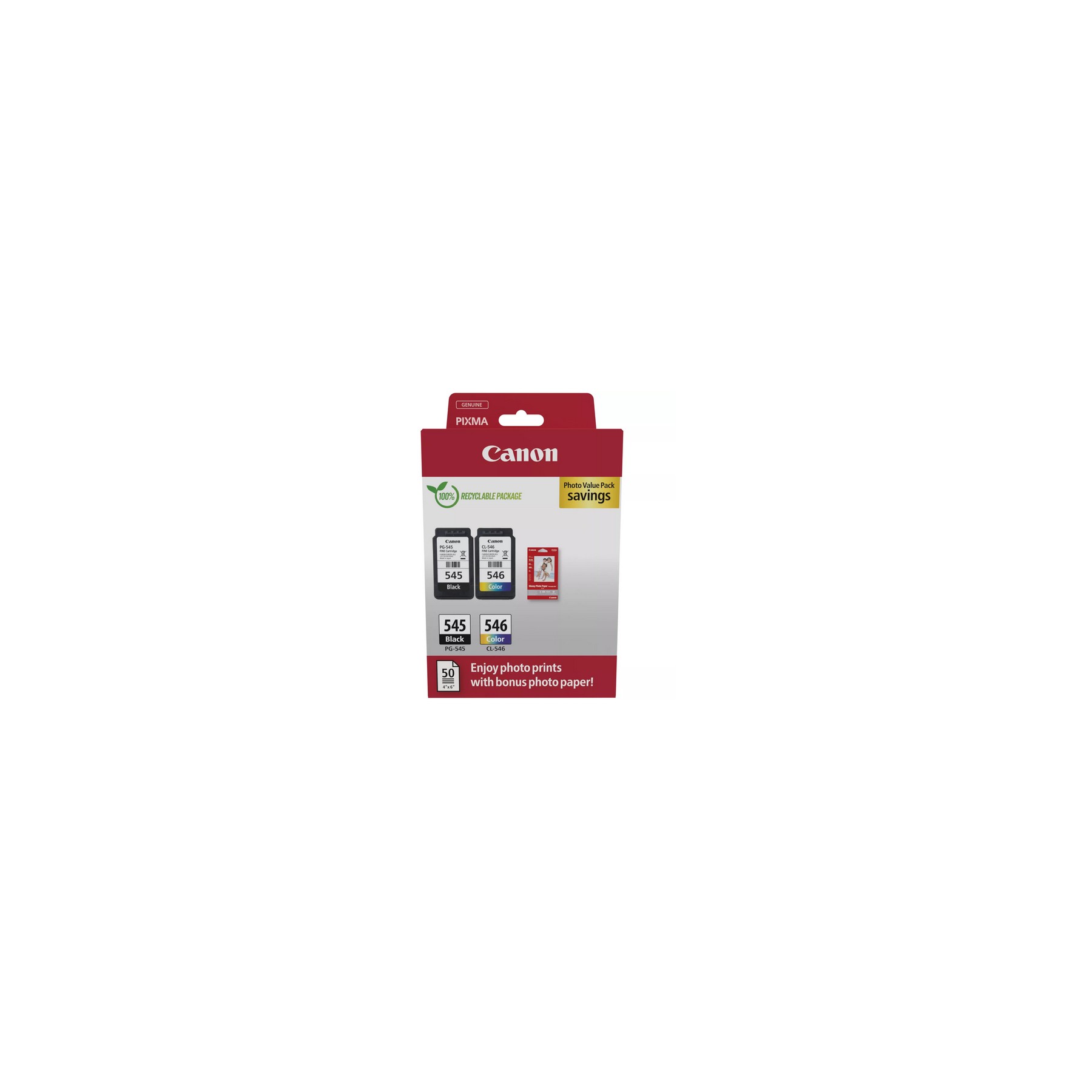 Cartouche d'encre CANON Pack de 2 Originales PG-545/CL-546 Noir et Couleur + Papier - 8286B008