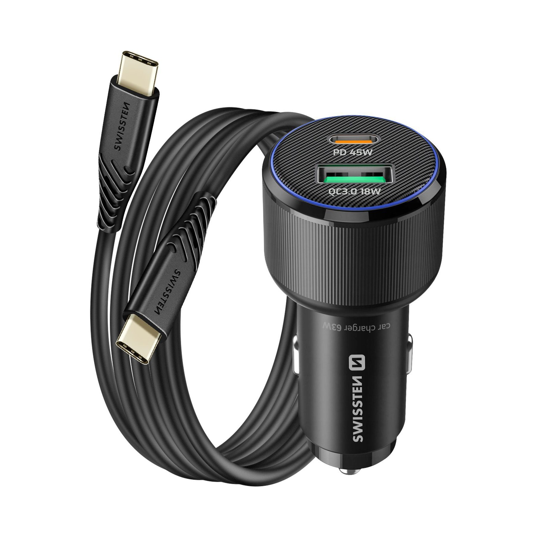 Chargeur allume cigare SWISSTEN Swissten Chargeur Voiture USB-C 45W PD e
