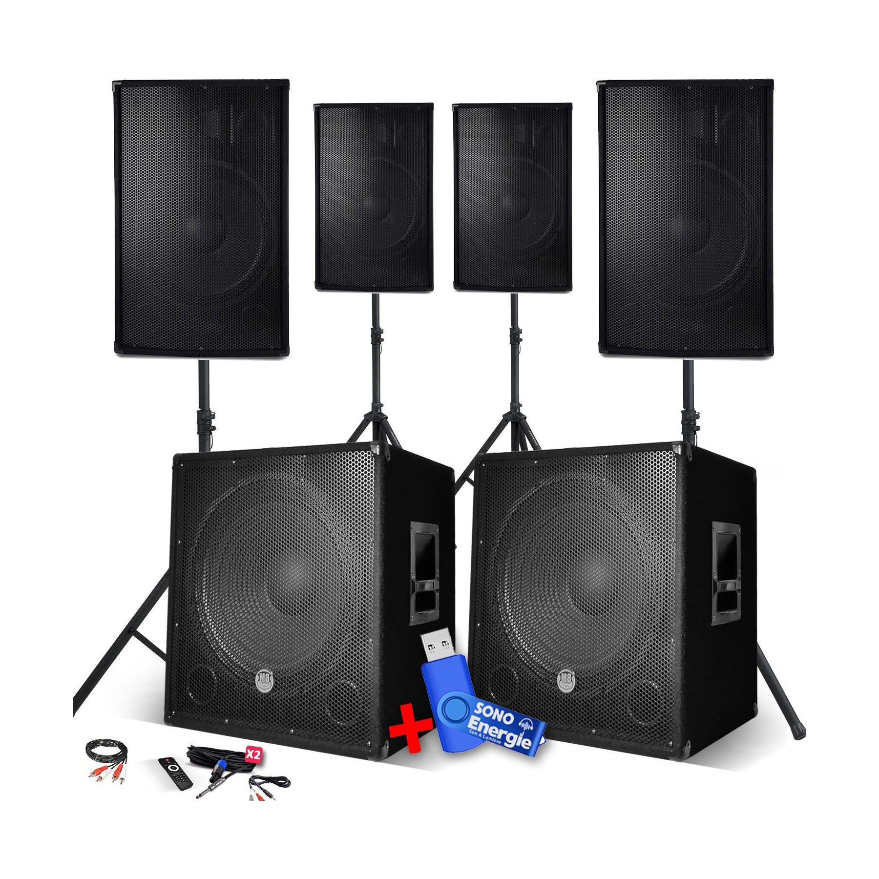 Pack sono BM SONIC pack sono BMS1512-X2 4800w +clé USB