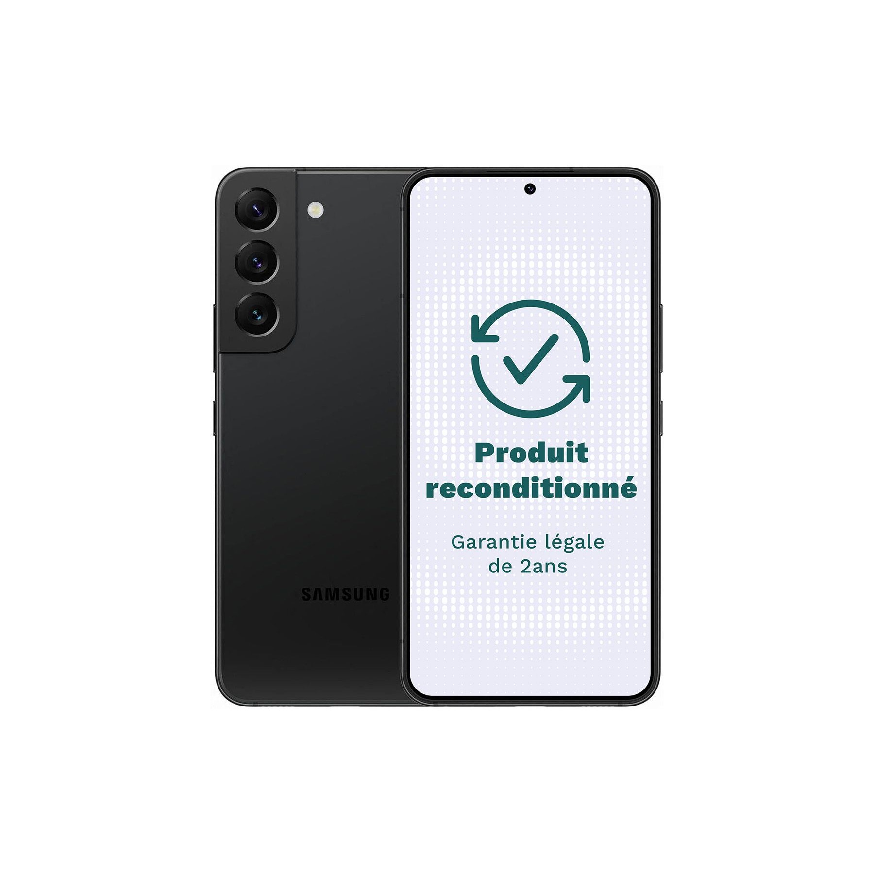 Smartphone SAMSUNG Galaxy S22 5G 128Go Noir Très Bon État avec Batterie Neuve - Reconditionné