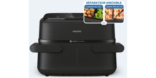 Airfryer PHILIPS NA150/00 friteuse sans huile panier flexible avec séparateur amovible, Série 1000 7.1L