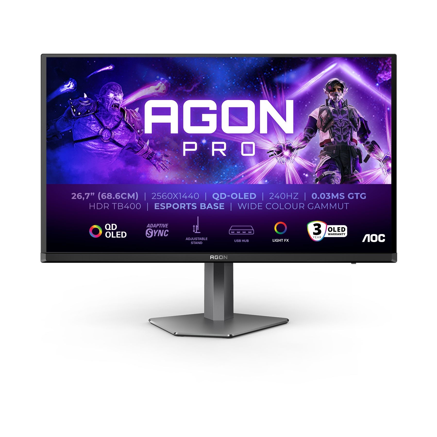 Ecran PC Gamer AOC AGON PRO 27'' OLED QHD 240 Hz