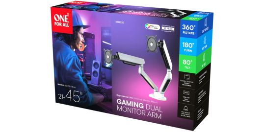 Support écran PC ONE FOR ALL 2 écrans 21/45'' blanc RGB inclinable