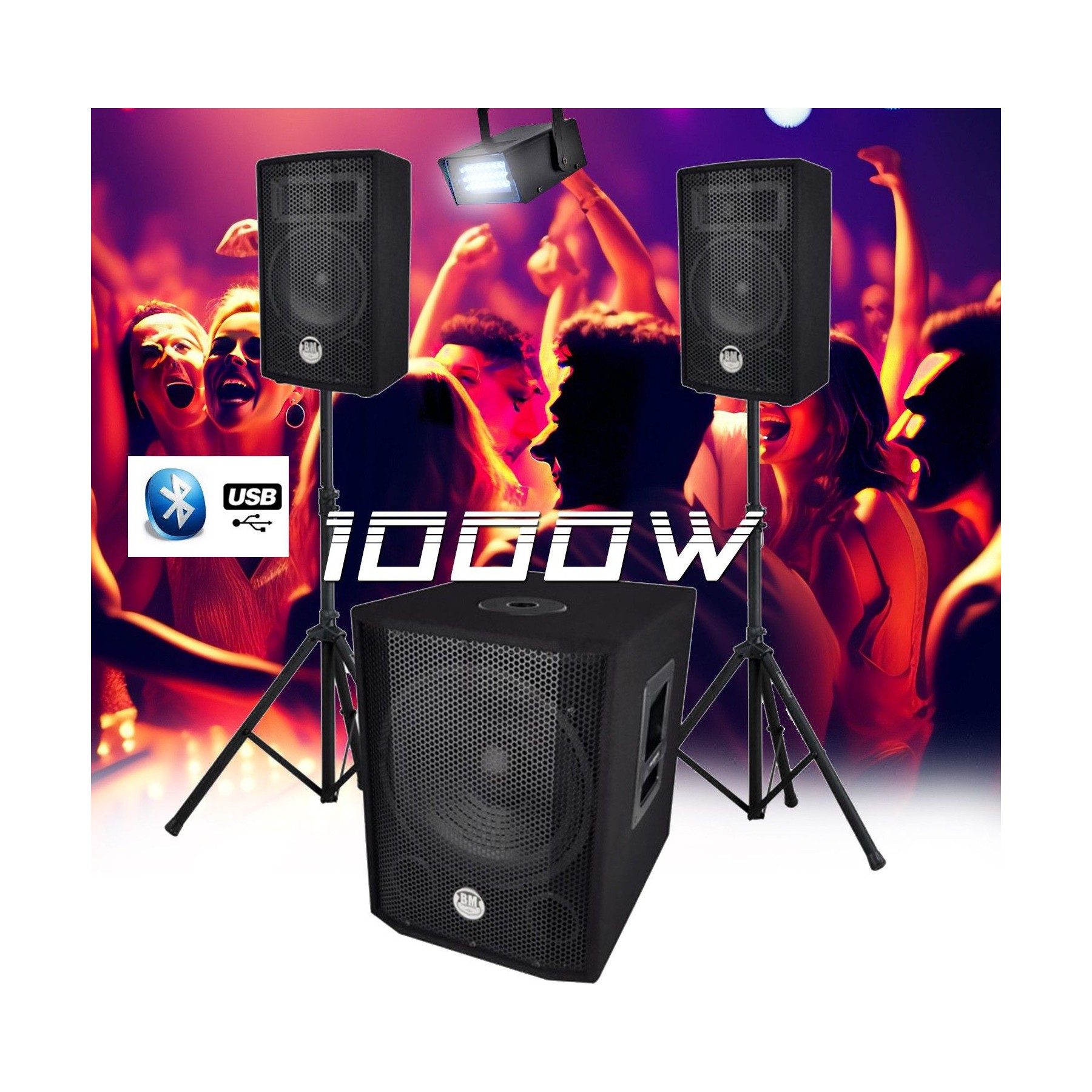 Pack sono BM SONIC Système triphonique BMS 1208, Caisson bi