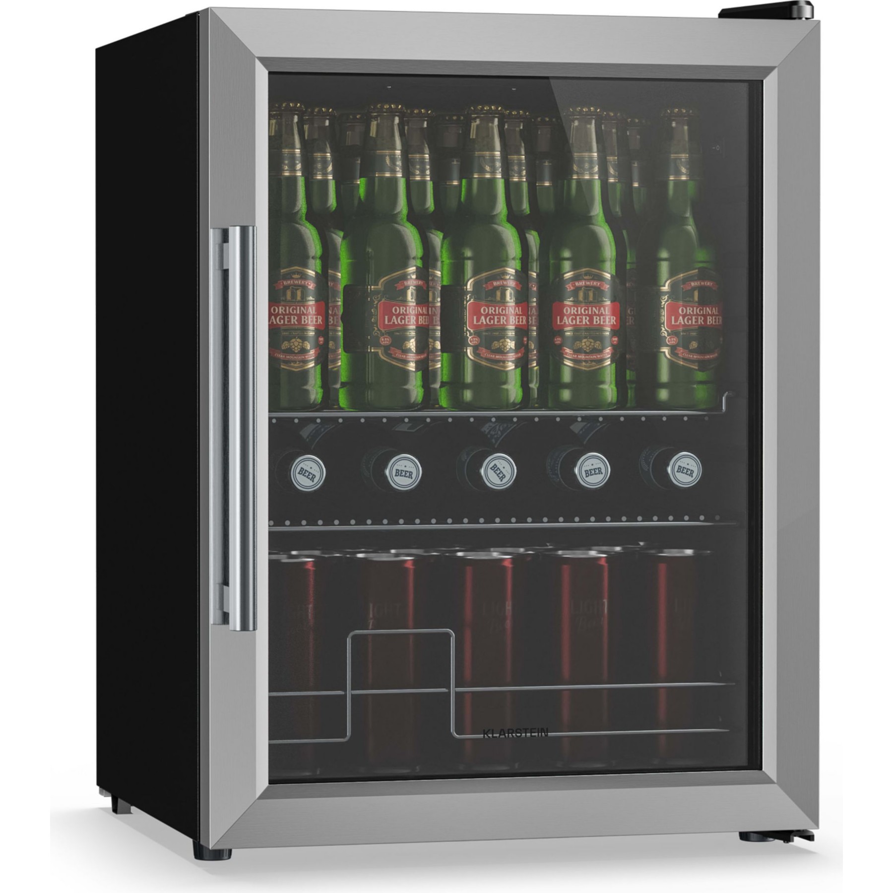 Mini réfrigérateur KLARSTEIN Beersafe porte vitrée 64x48cm LED Argent