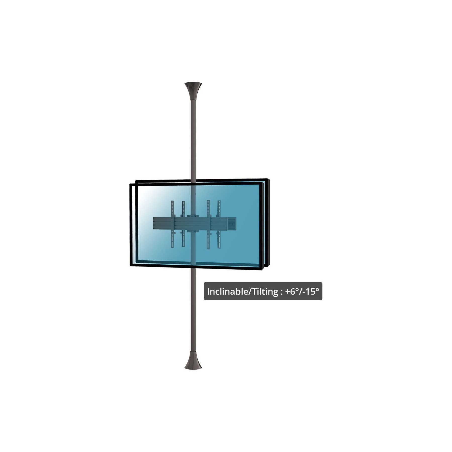 Pied TV KIMEX inclinable 2 écrans 32-75" 600x400 max