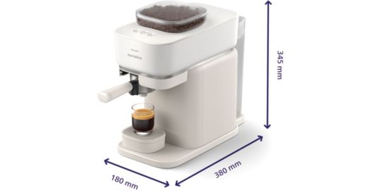 Machine à expresso PHILIPS Baristina BAR303/00 cafetière à grain Blanche + mousseur à Lait