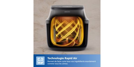 Airfryer PHILIPS NA332/00 Friteuse sans huile avec fenêtre de cuisson Noir/Doré, Série 3000 6.2L