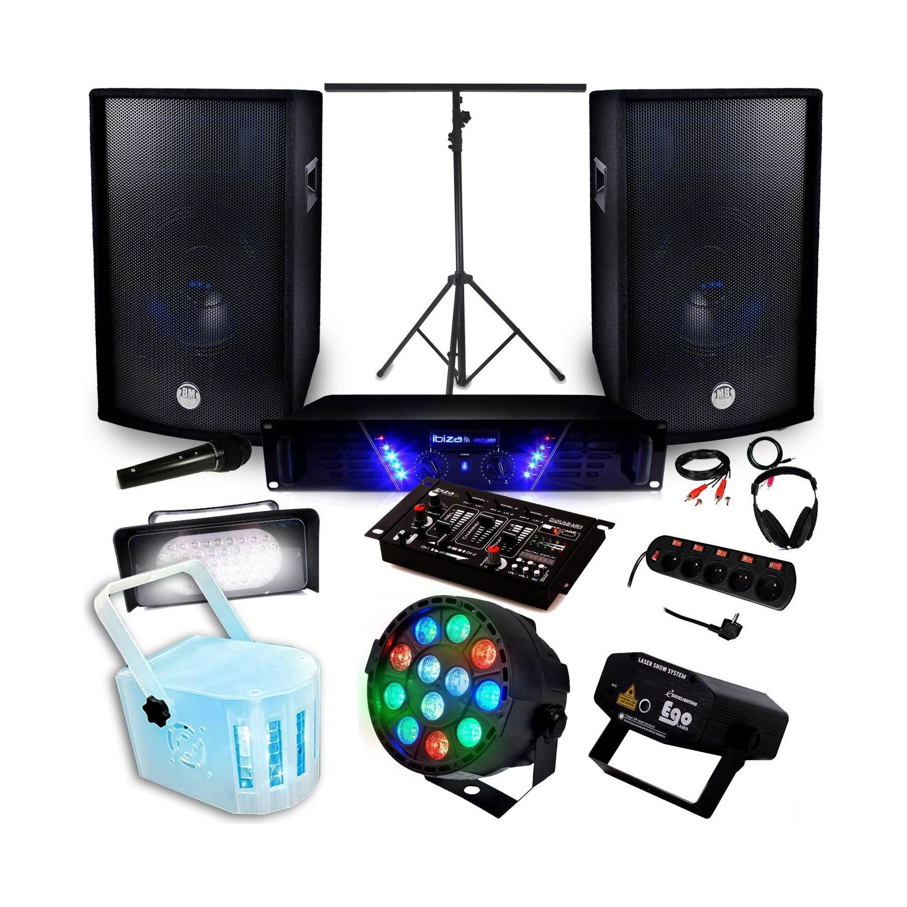 Pack sono IBIZA Pack Sono + Light Ampli AMP-300 + HP BMS
