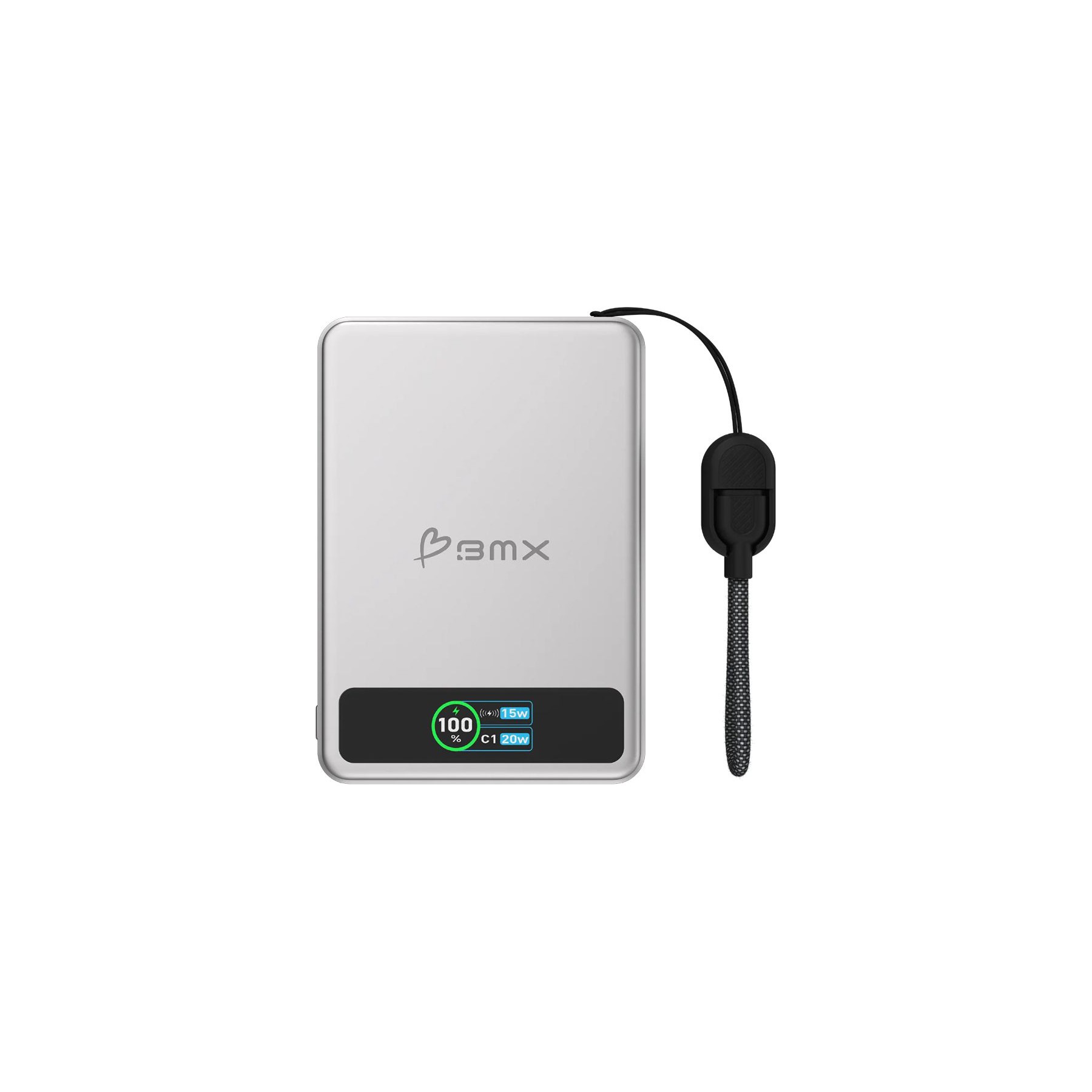Batterie externe BMX SolidSafe 5000mAh Qi2 15W avec Écran LCD