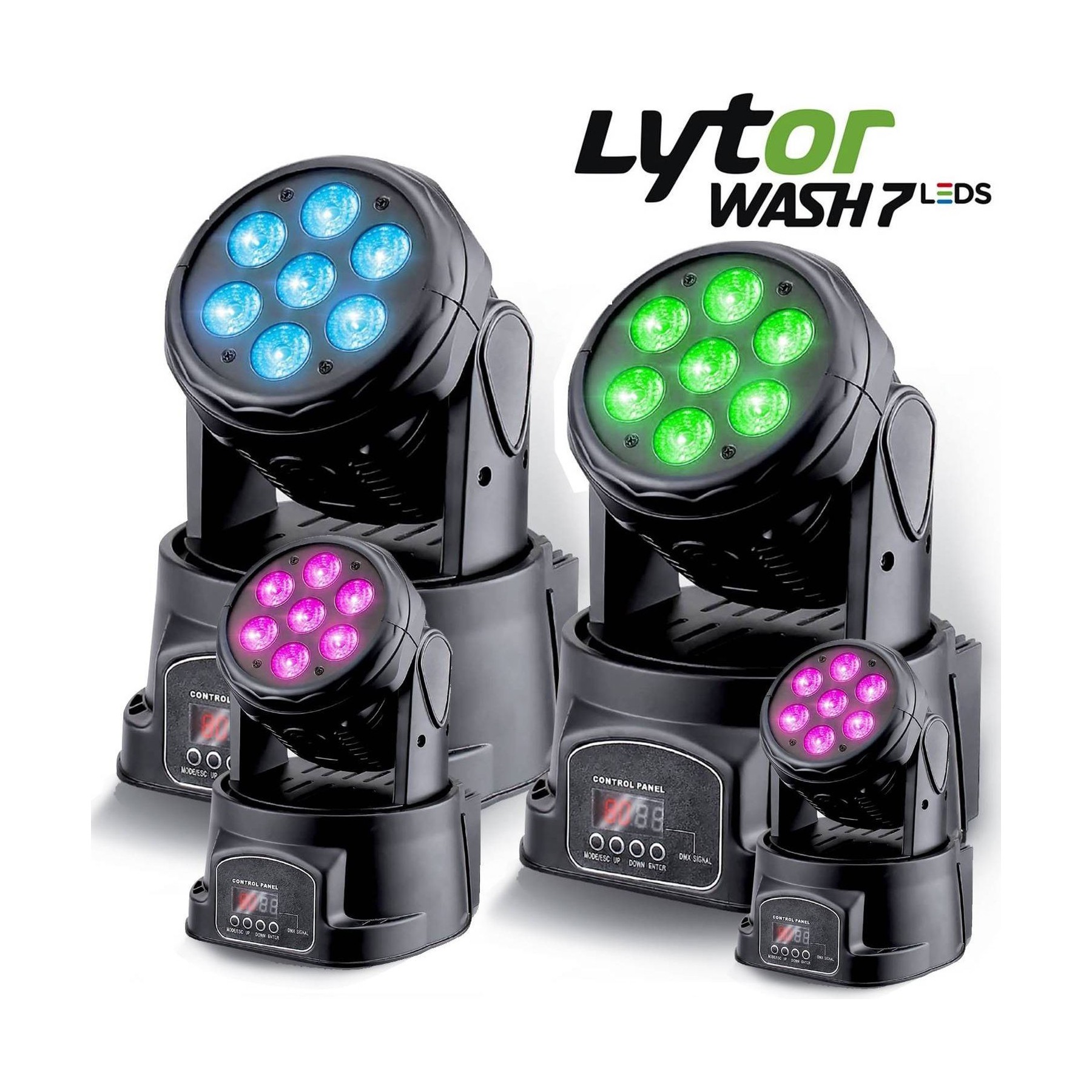 Jeu de lumières LYTOR Lyres LytOr WASH7 LEDS DMX RVB 4W + BLAN