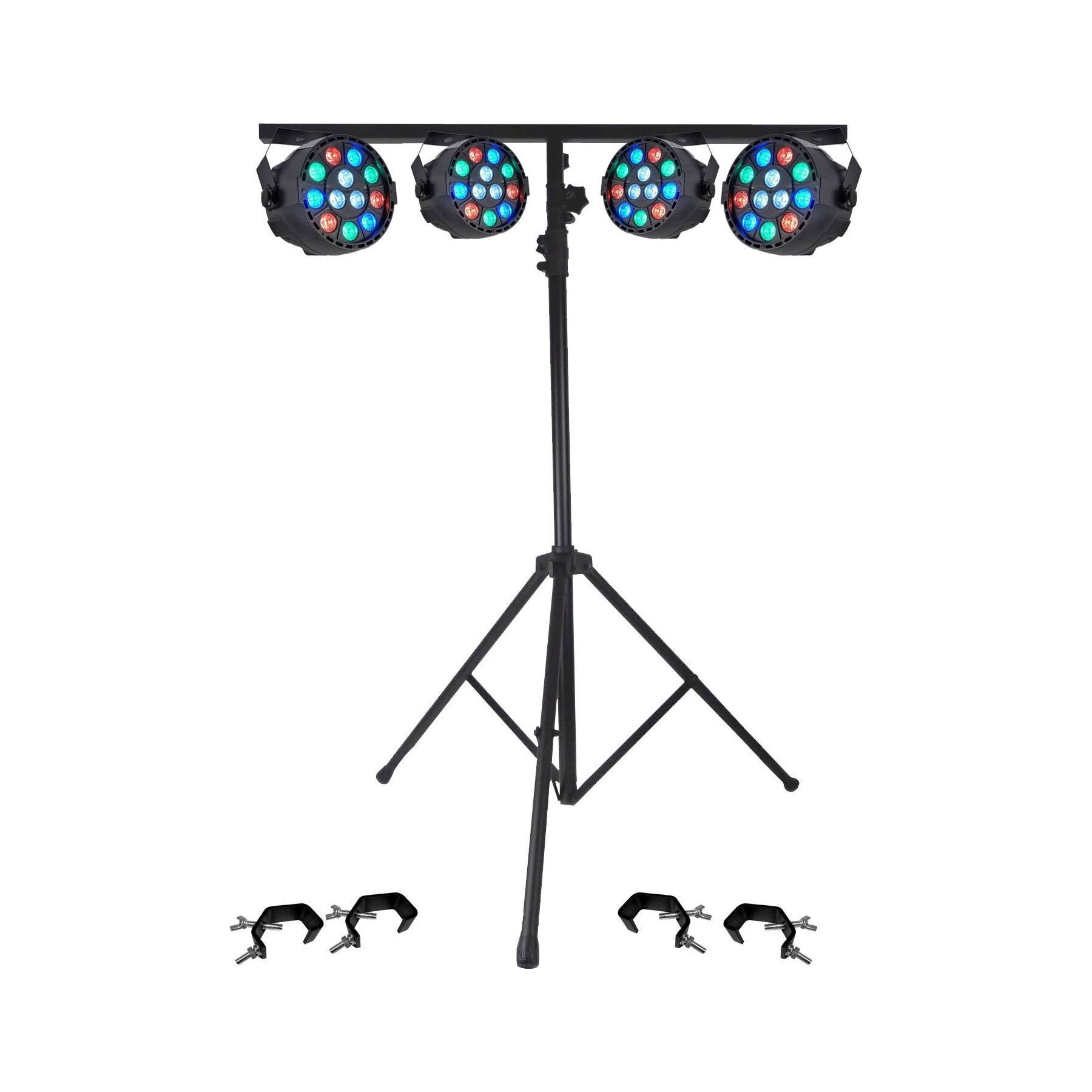 Jeu de lumières IBIZA LED Pack Light 4 PAR MINI RGBW + Portiqu