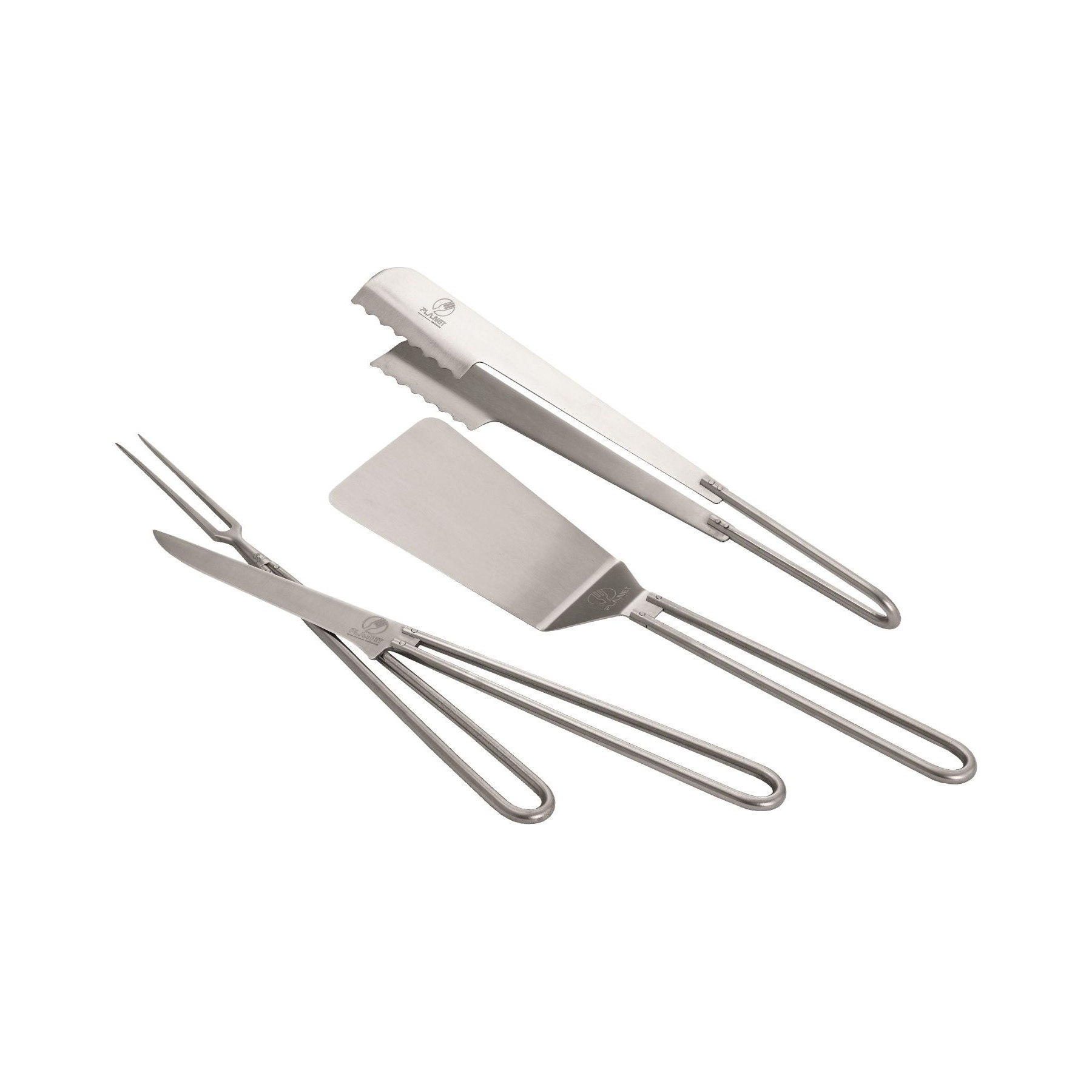 Ustensile plancha PLANET KIT4 : Spatule,Couteau,Fourchette,Pince