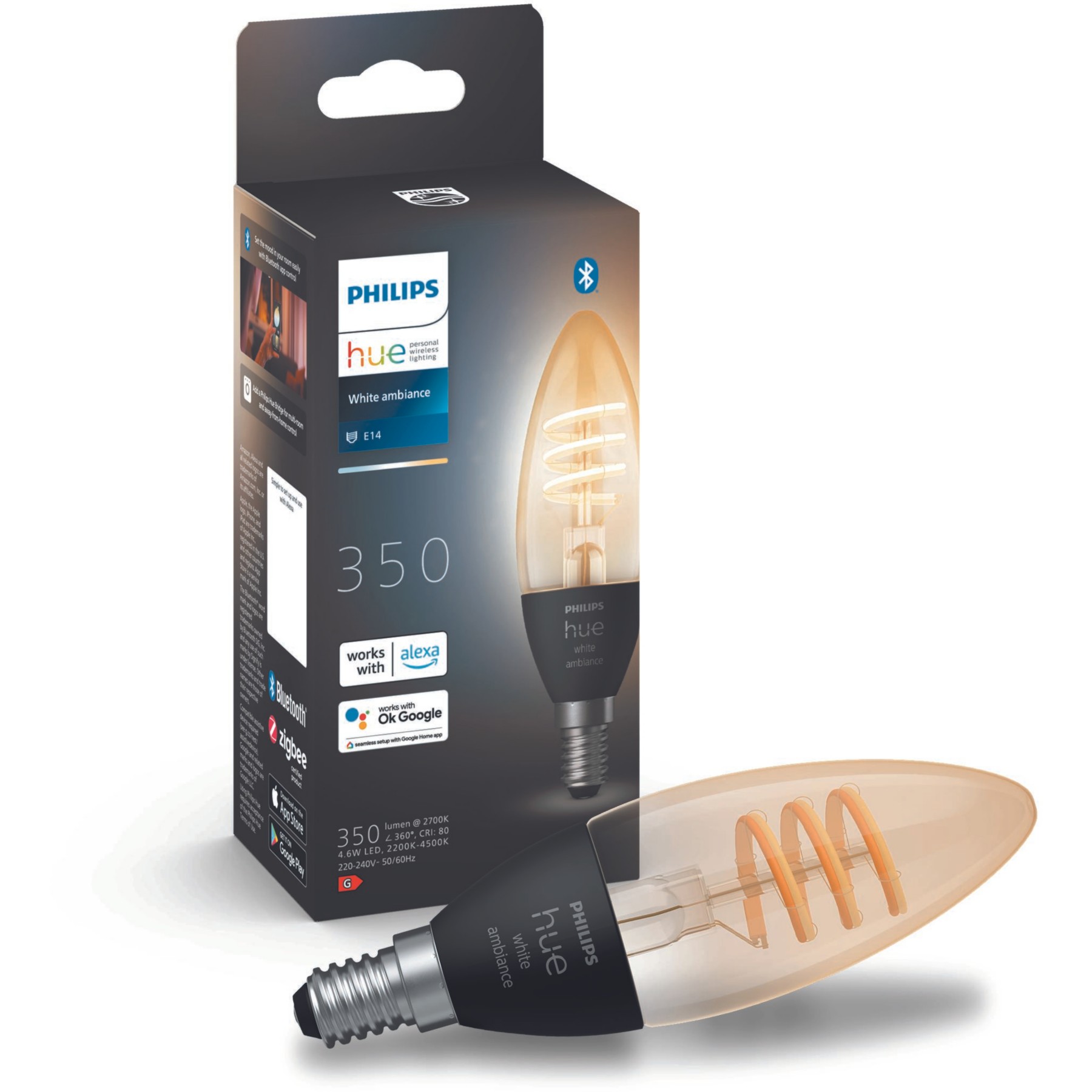 Ampoule LED connectée PHILIPS HUE WA E14 4.9W Filament