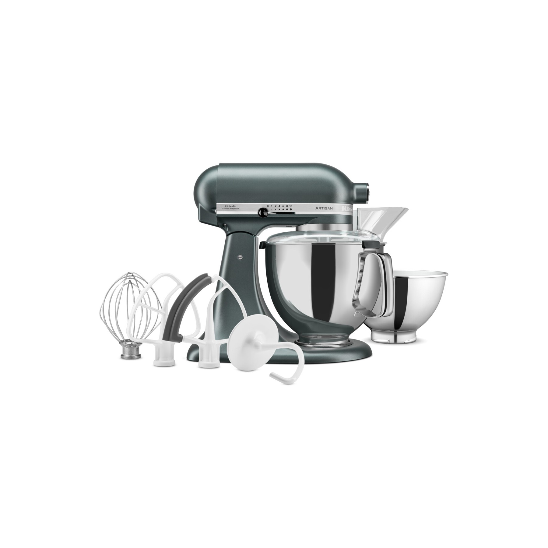 Robot pâtissier KITCHENAID 5KSM175PSEJP genévrier, 4,8 L, bol avec poignée + bol 3 L, batteur souple et couvercle