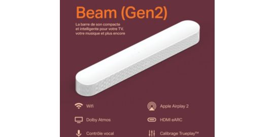 Barre de son SONOS Beam 2 Blanc