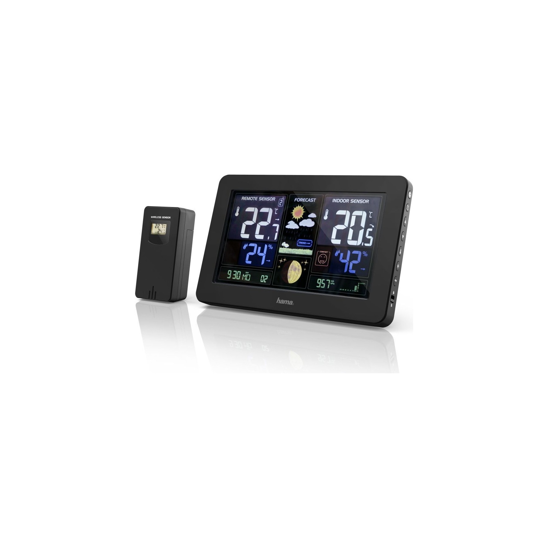 Station météo HAMA "Premium", écran couleur LED, charge USB