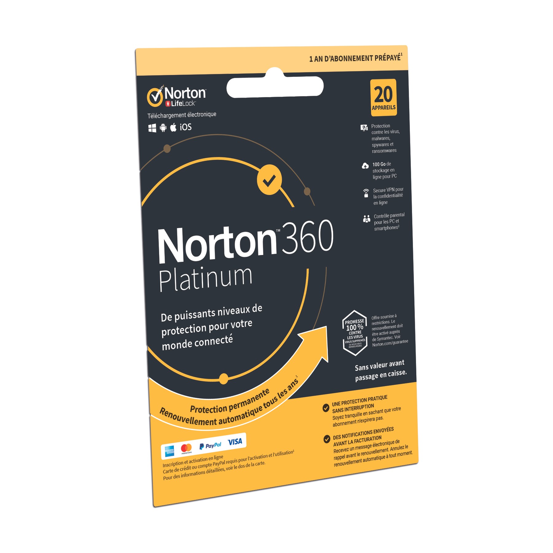 Logiciel antivirus et optimisation NORTON 360 Platinium 20 postes