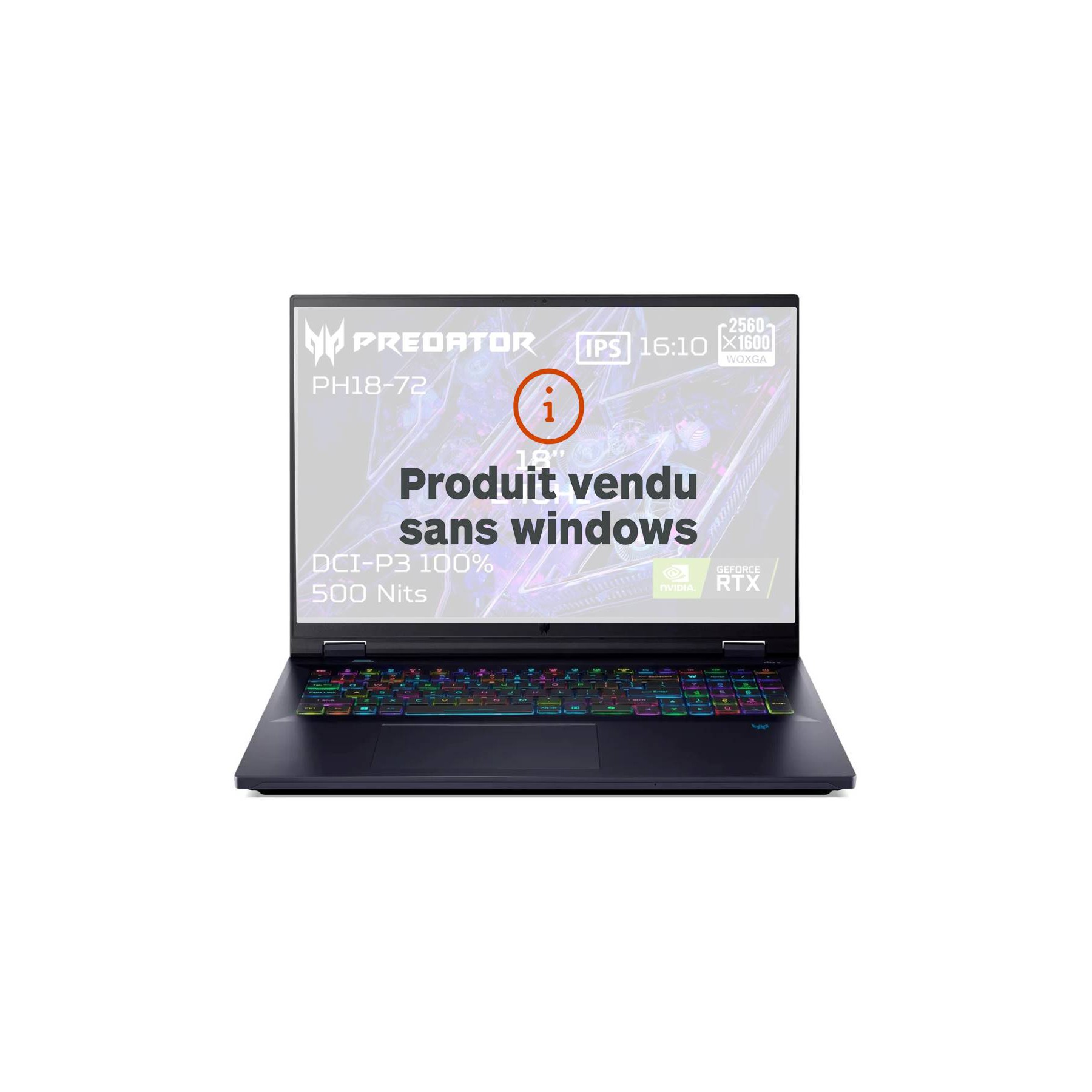 PC Gamer ACER Predator Helios 18 PH18-72-96SE Sans OS