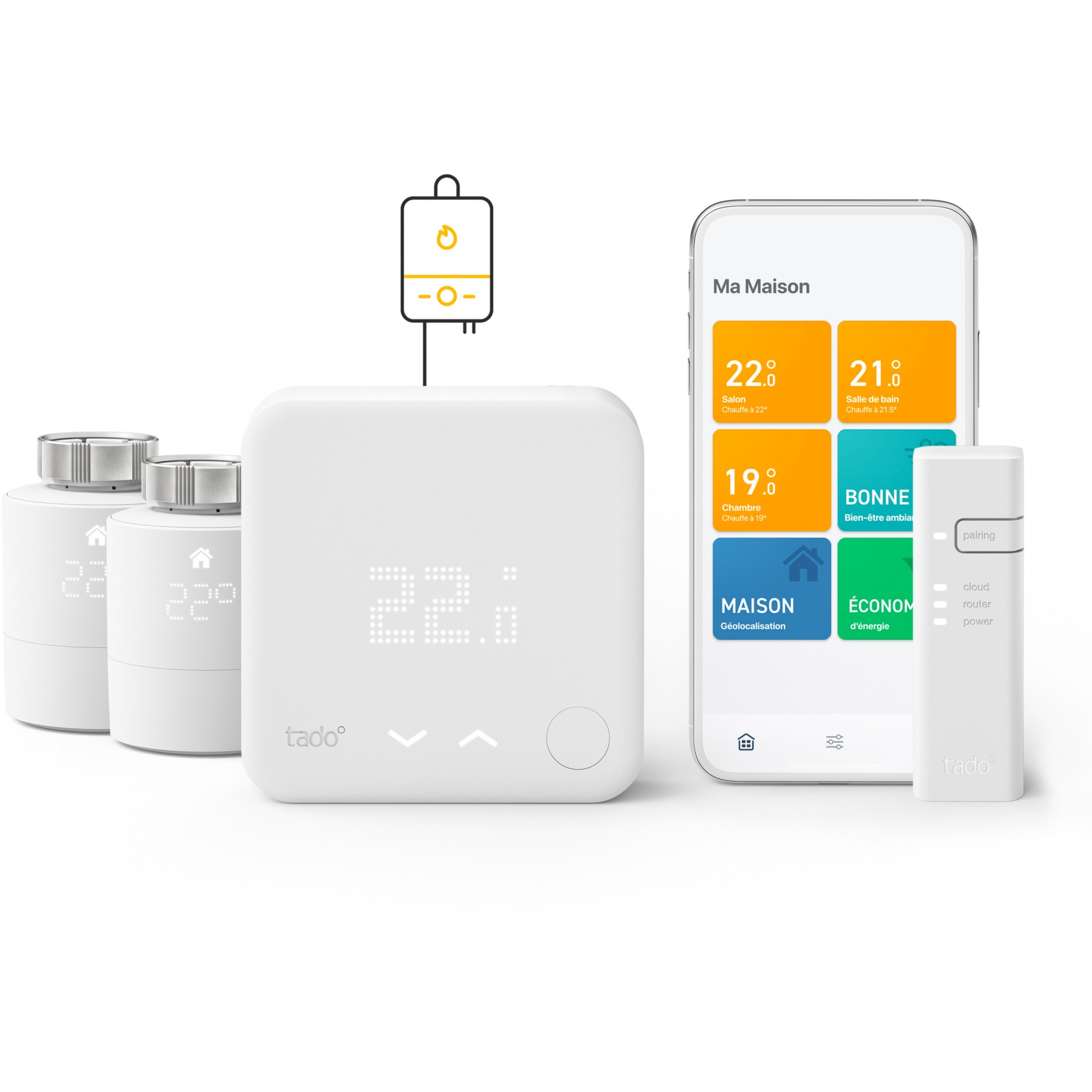 Tête thermostatique connectée TADO Thermostat V3+ Filaire et 2 Tetes termos