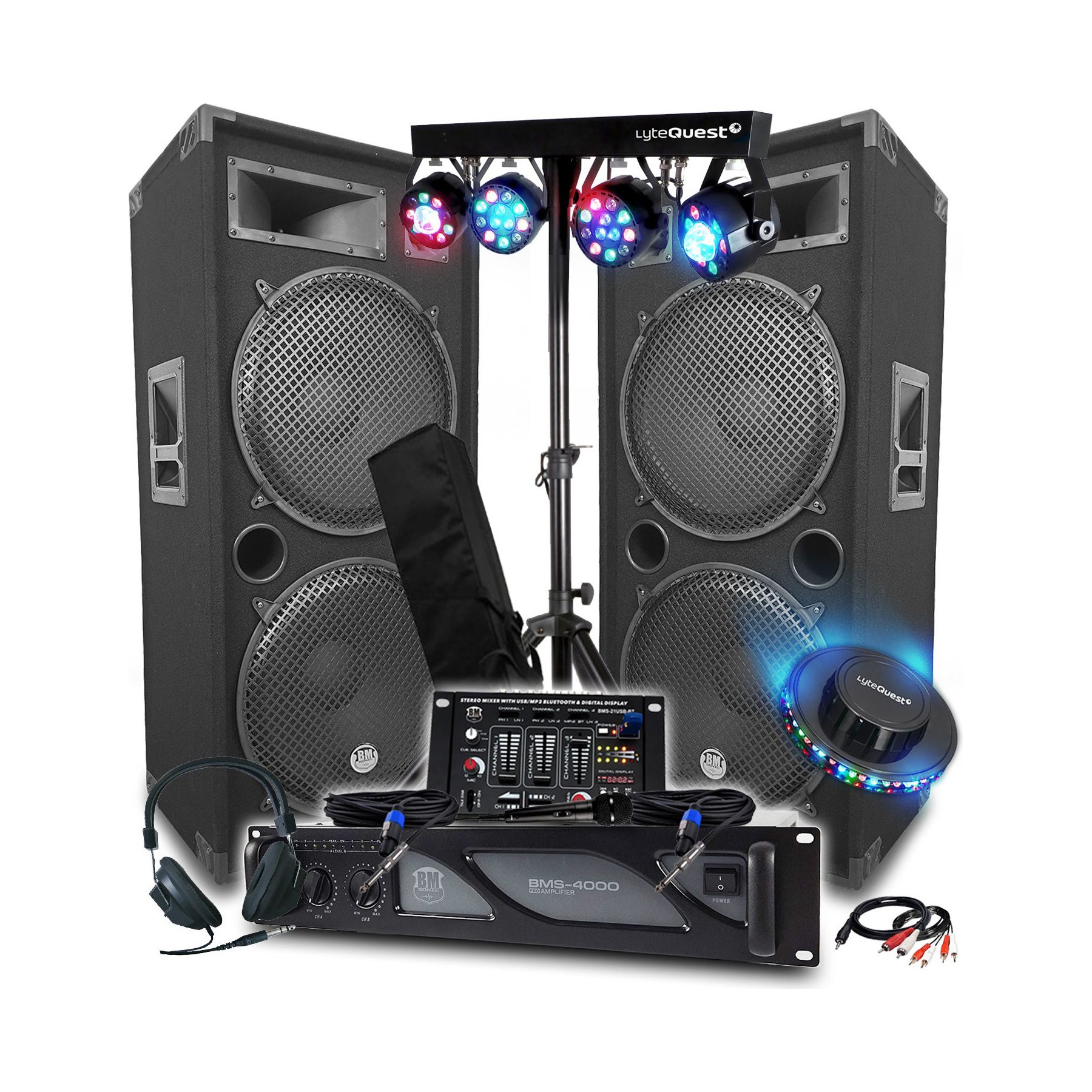 Pack sono BM SONIC Pack Sono DJ Ampli 4000W, 2 MEGA ENCEINT