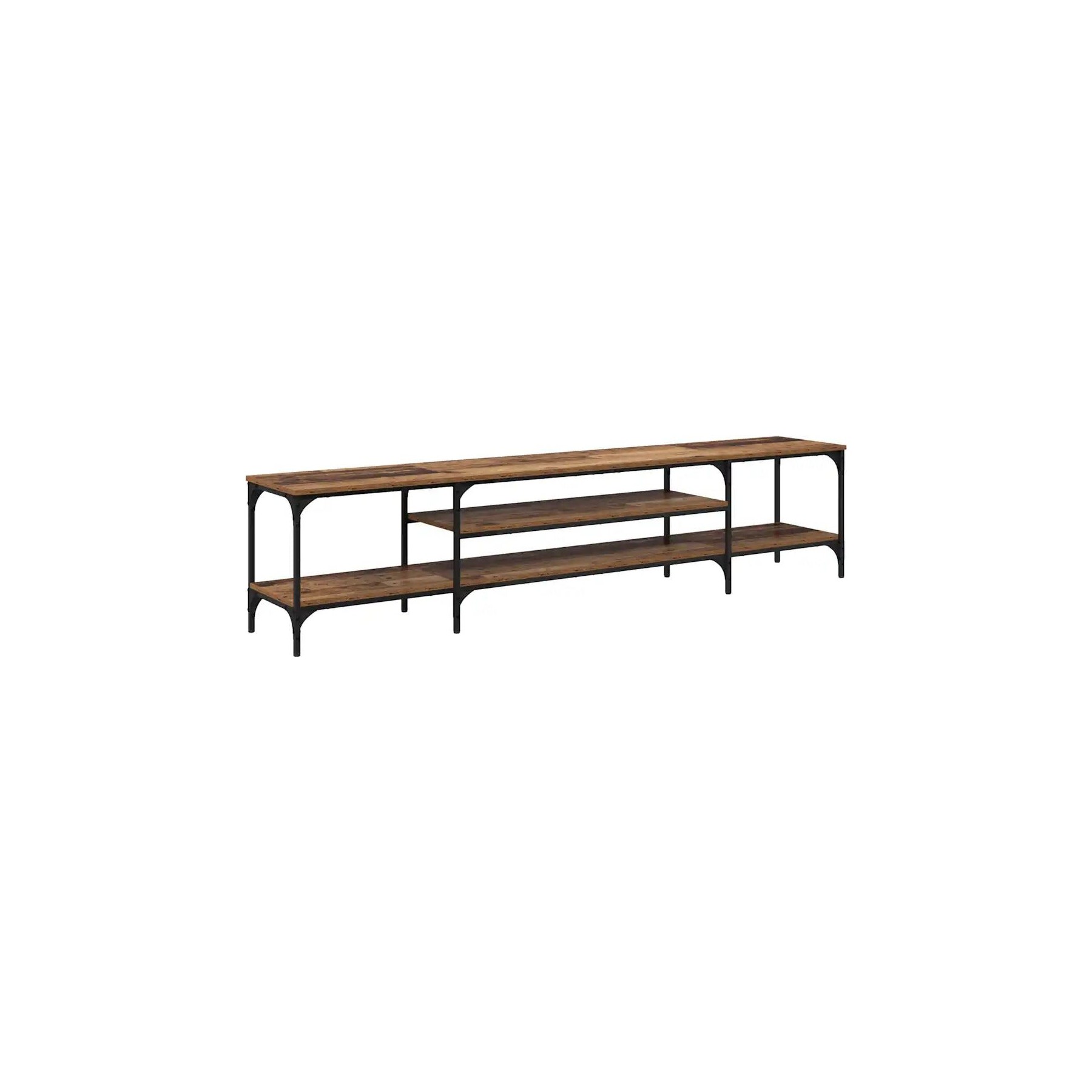 Meuble TV HELLOSHOP26 Meuble TV rectangle rustique avec rangem