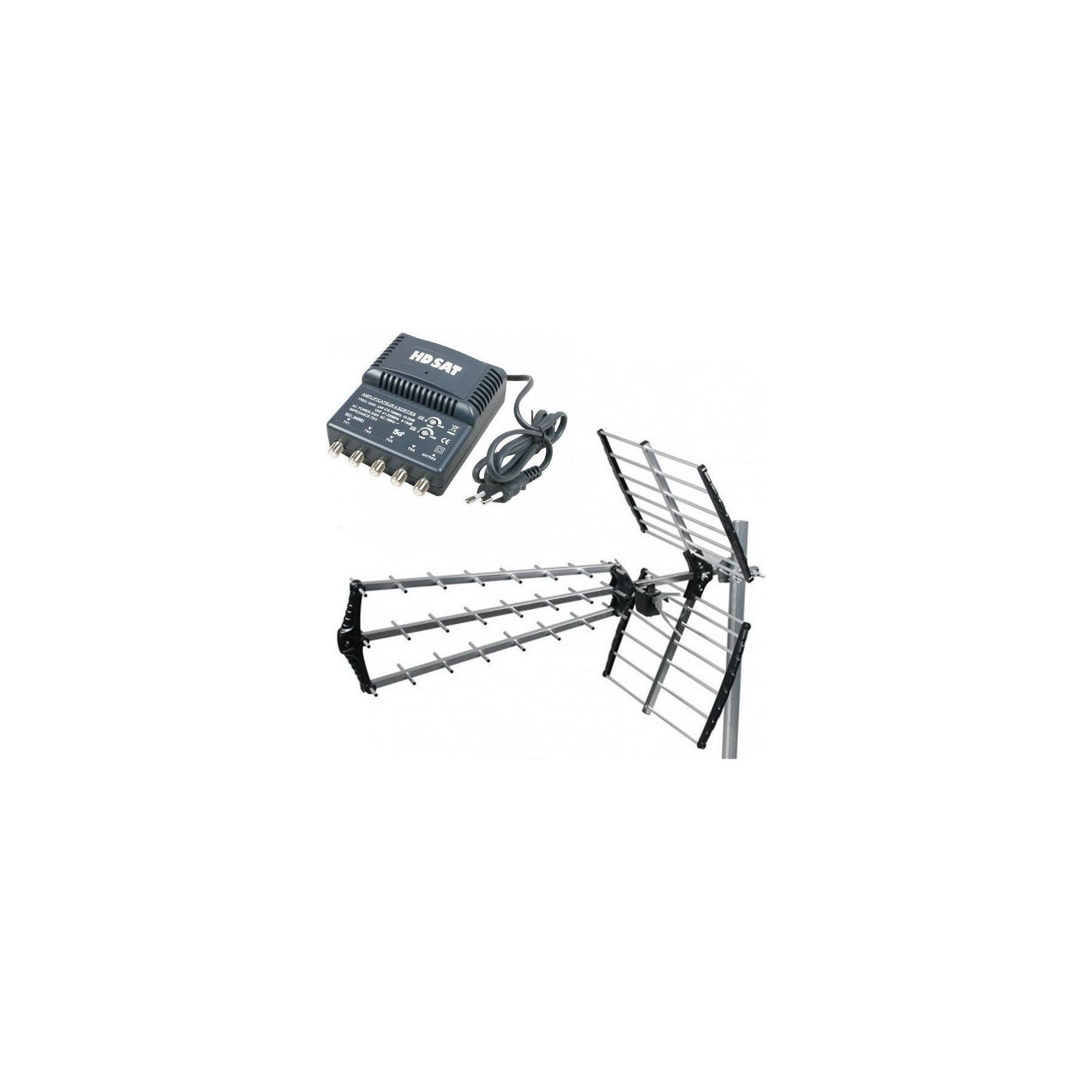 Antenne extérieure HDSAT Hdsat Antenne Tnt Trinappe Gain 18db + A