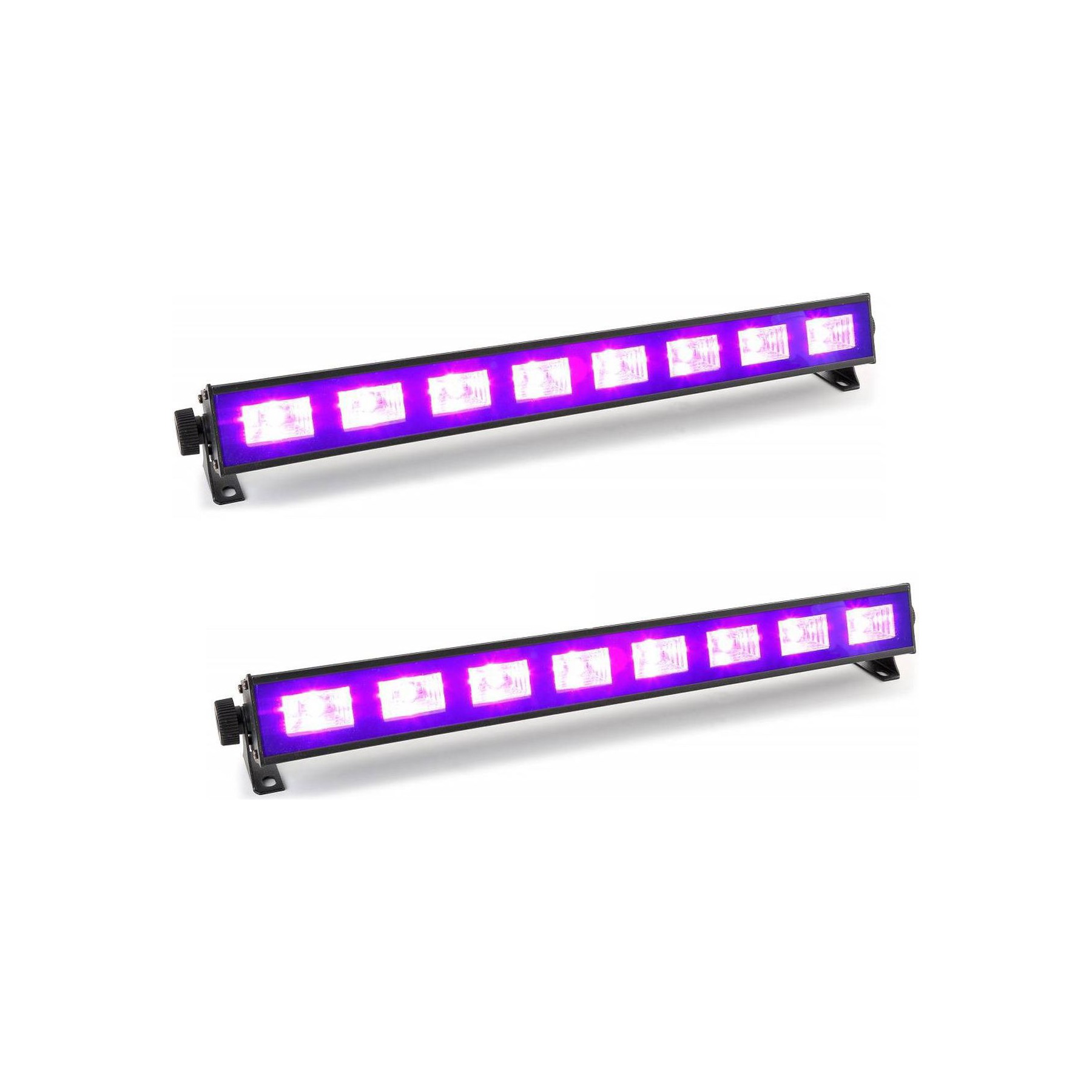 Jeu de lumières IBIZA Pack 2 Barres à LED FLUO UV 9x1W se refl