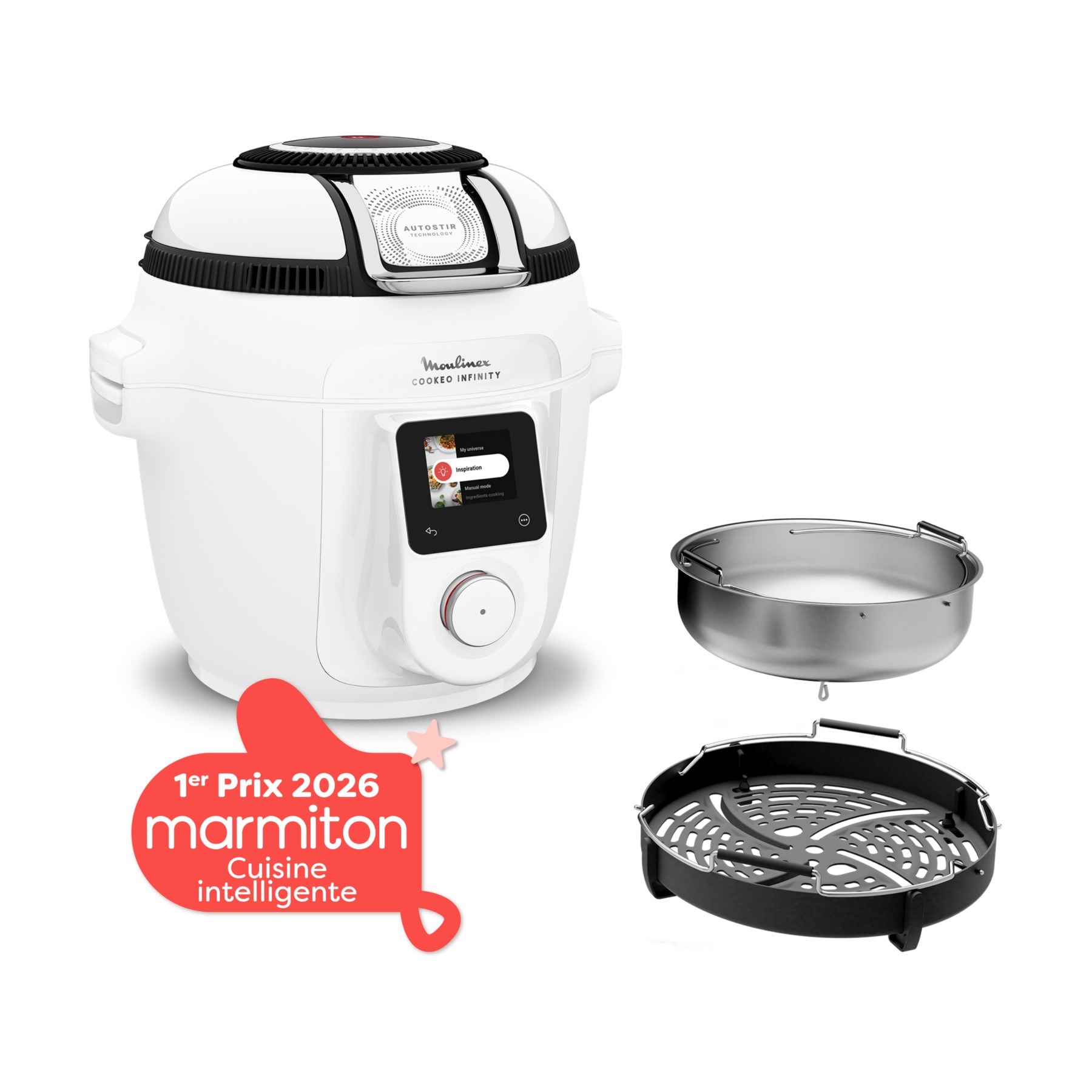 Cookeo MOULINEX Multicuiseur Airfryer Cookeo Infinity sans pale Blanc CE9721F0 16 modes de cuisson, 6,5 L