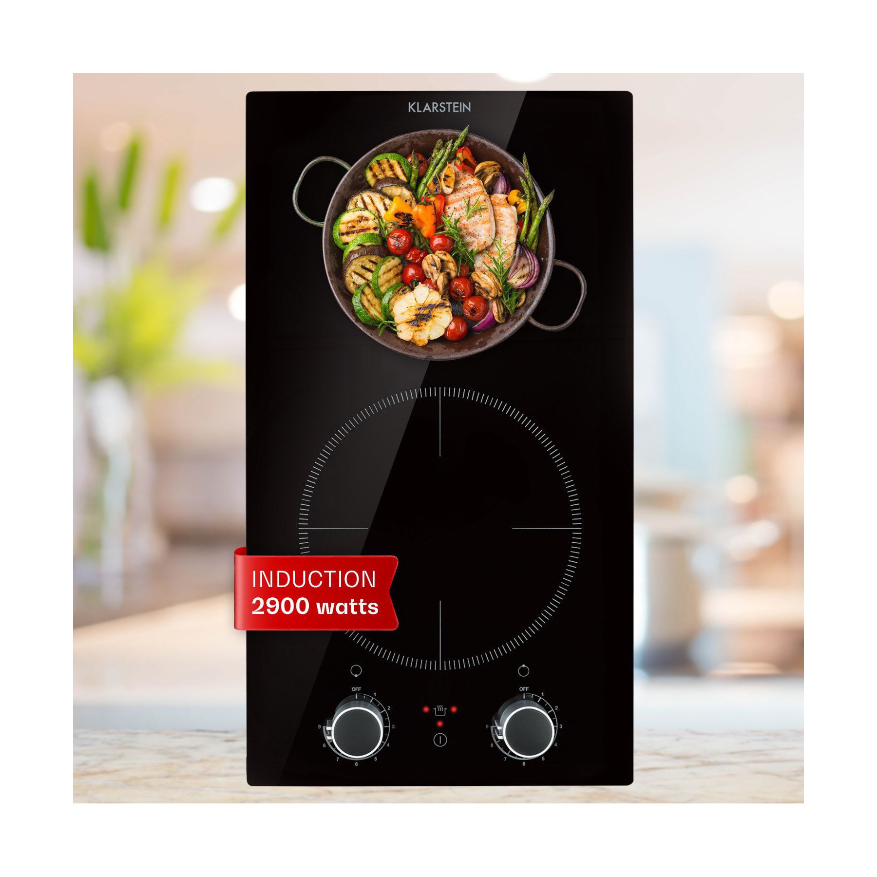 Domino induction KLARSTEIN Kochheld 2 zones 2900 W verre noire