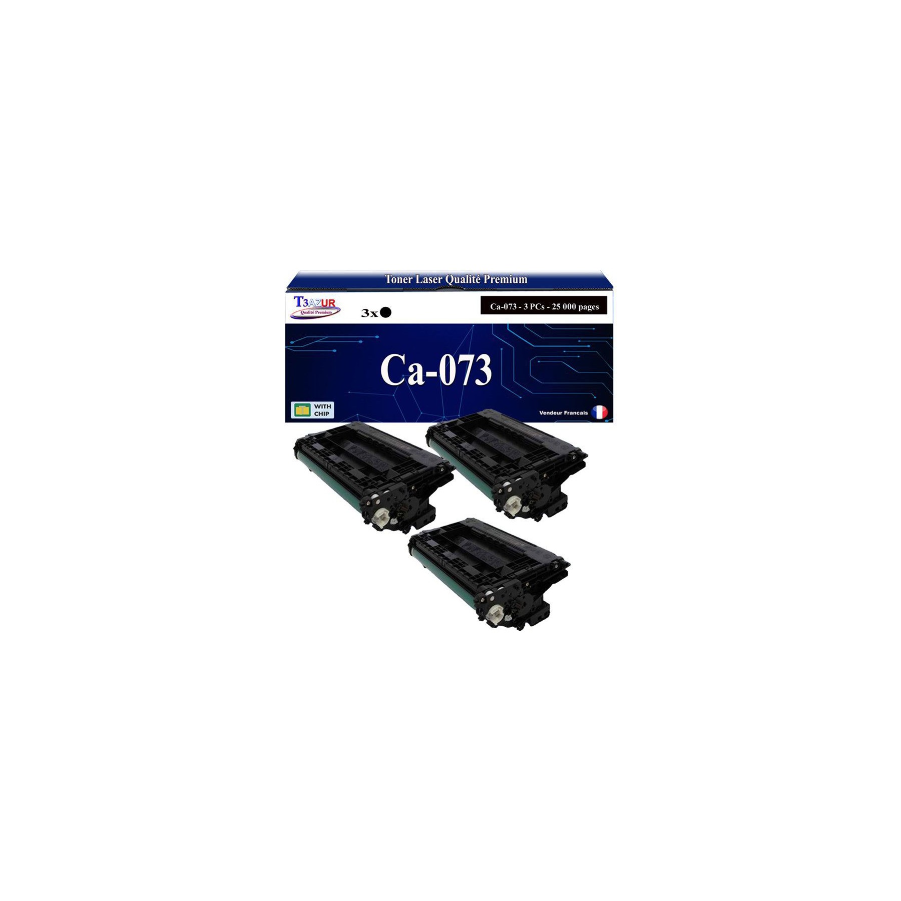 Toner T3AZUR compatible avec Canon 073 Noir (x3)