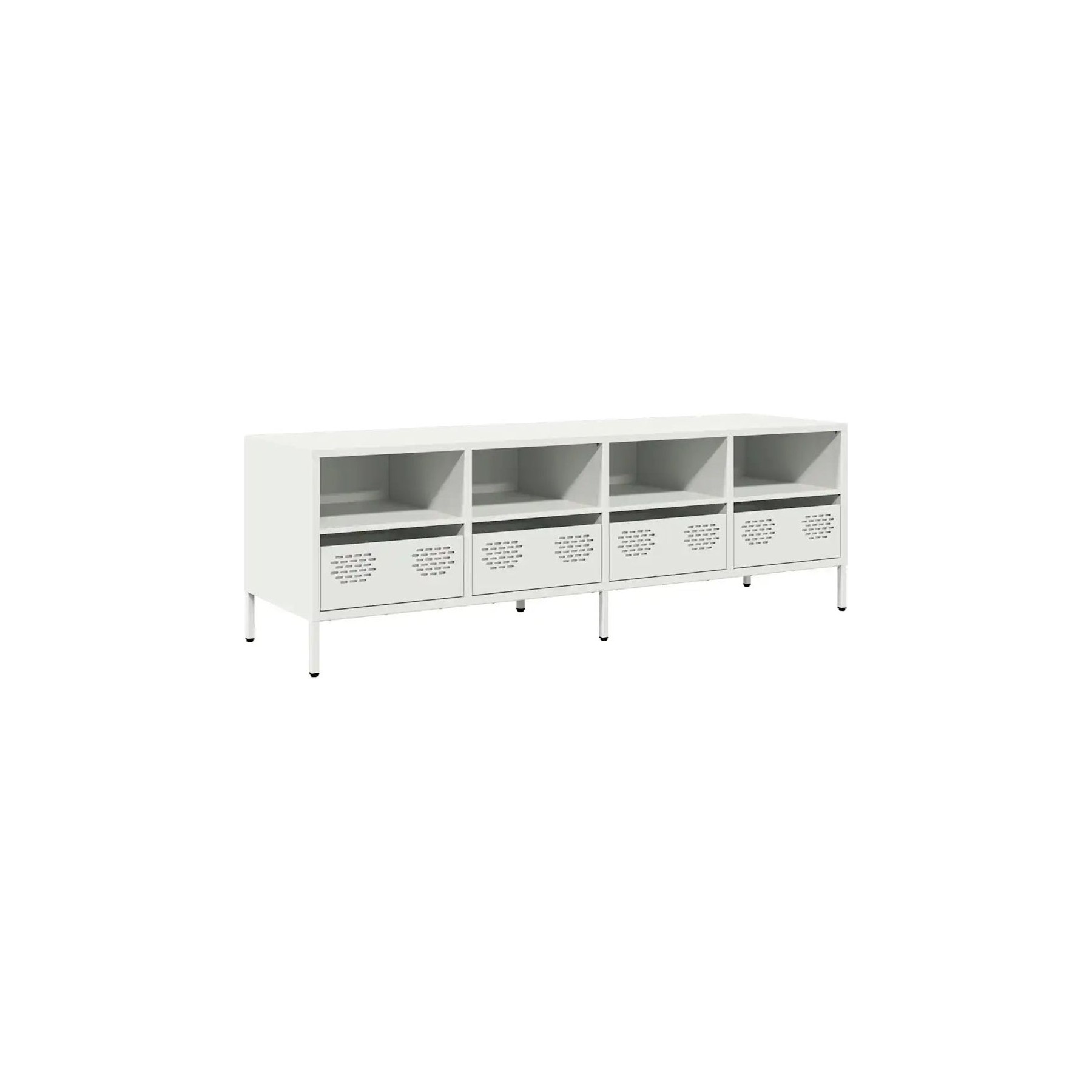 Meuble TV HELLOSHOP26 Meuble TV industriel blanc 135 x 39 x 43