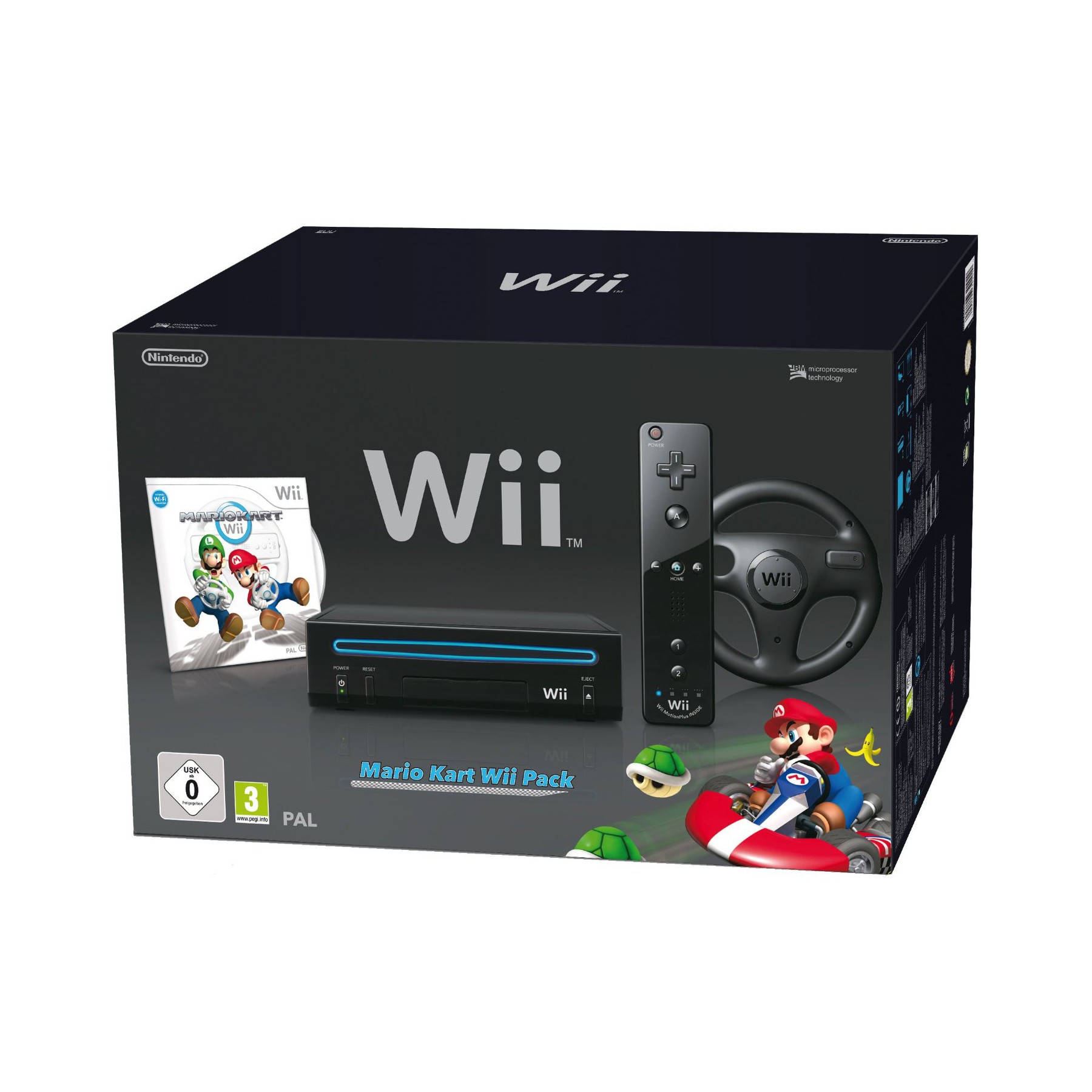 Console Wii NINTENDO Wii noire + jeu Mario Kart + volant Reconditionné