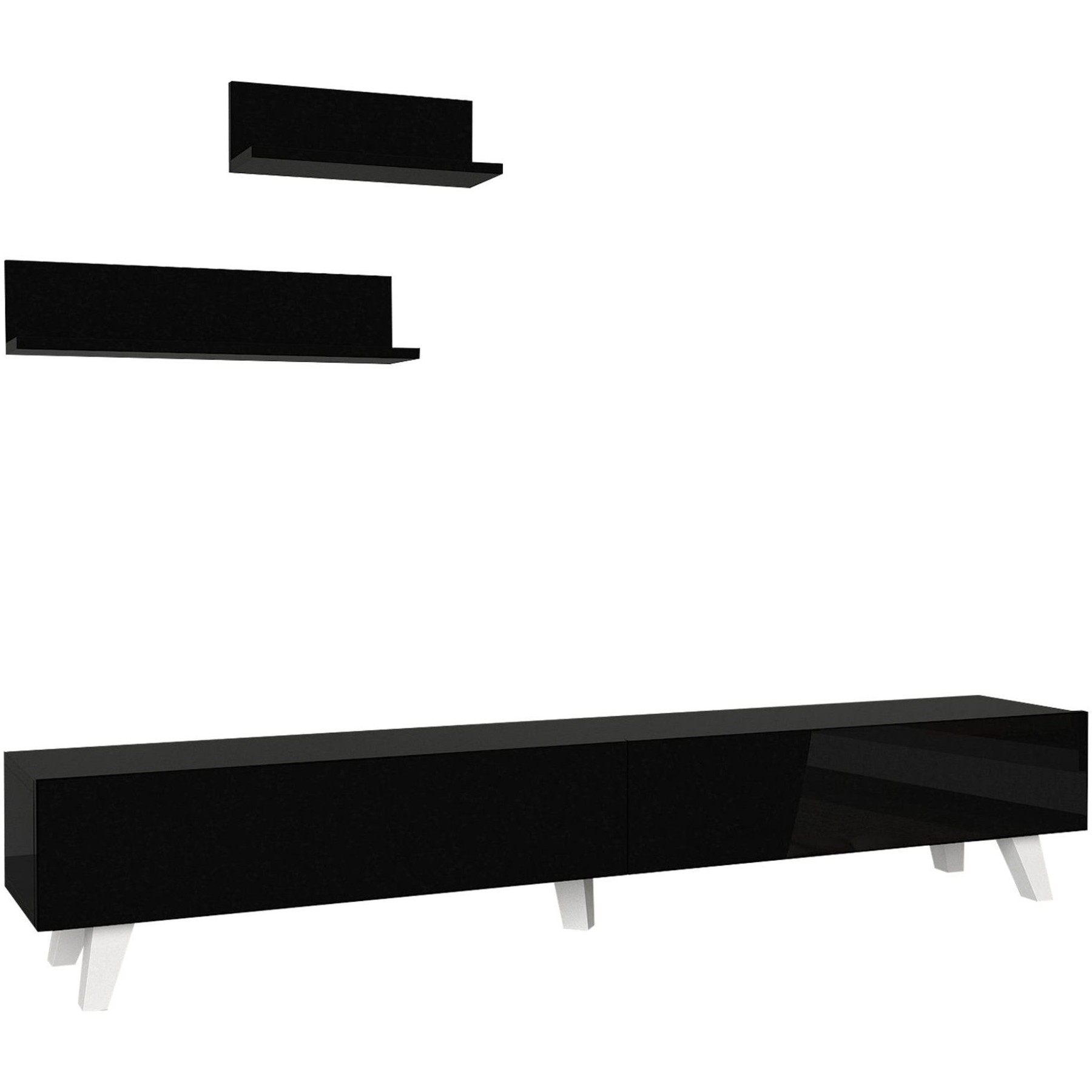 Meuble TV HELLOSHOP26 Ensemble meuble TV et 2 étagères 180 x 3
