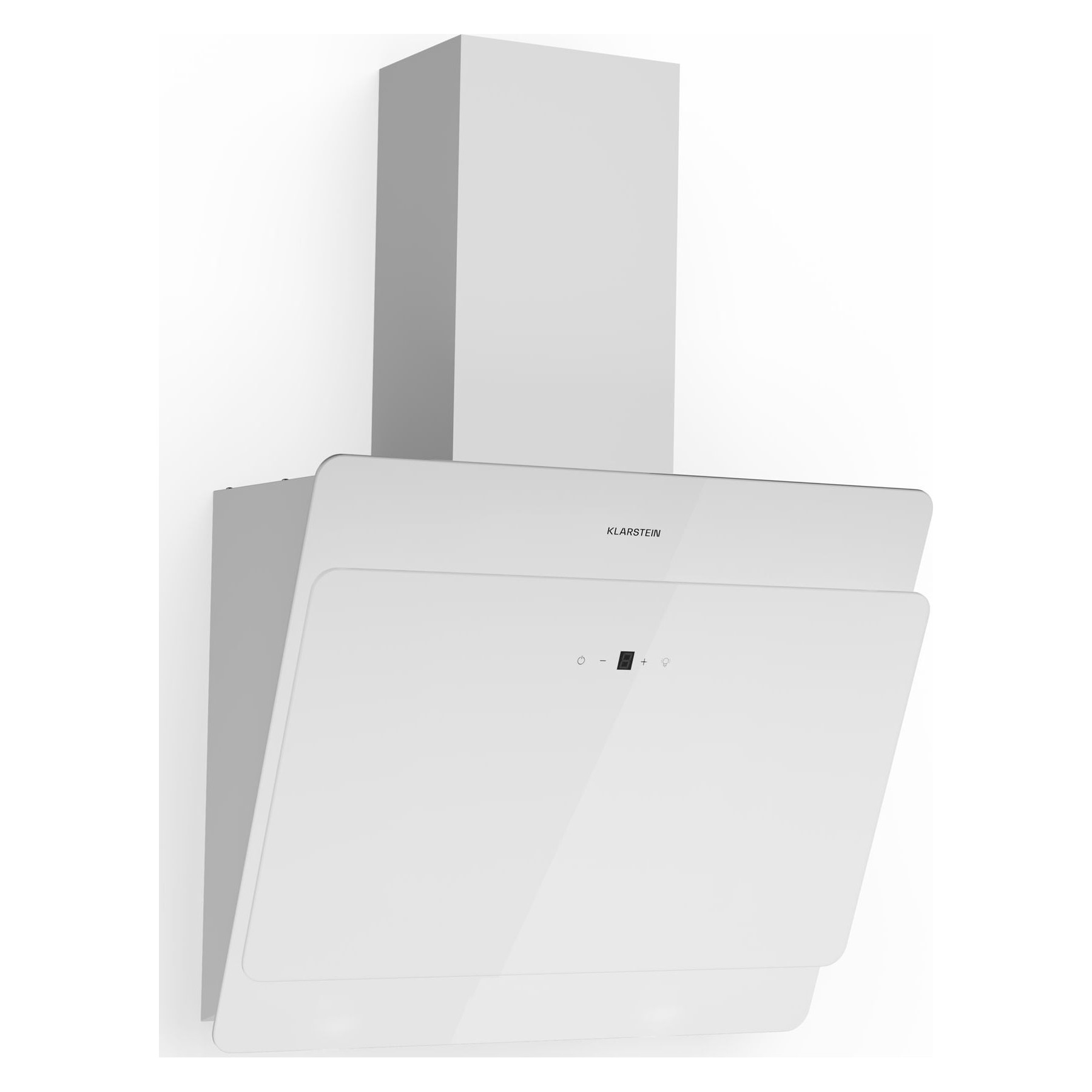 Hotte décorative murale inclinée KLARSTEIN Aurica 60 cm 600 m³/h LED verre blanc