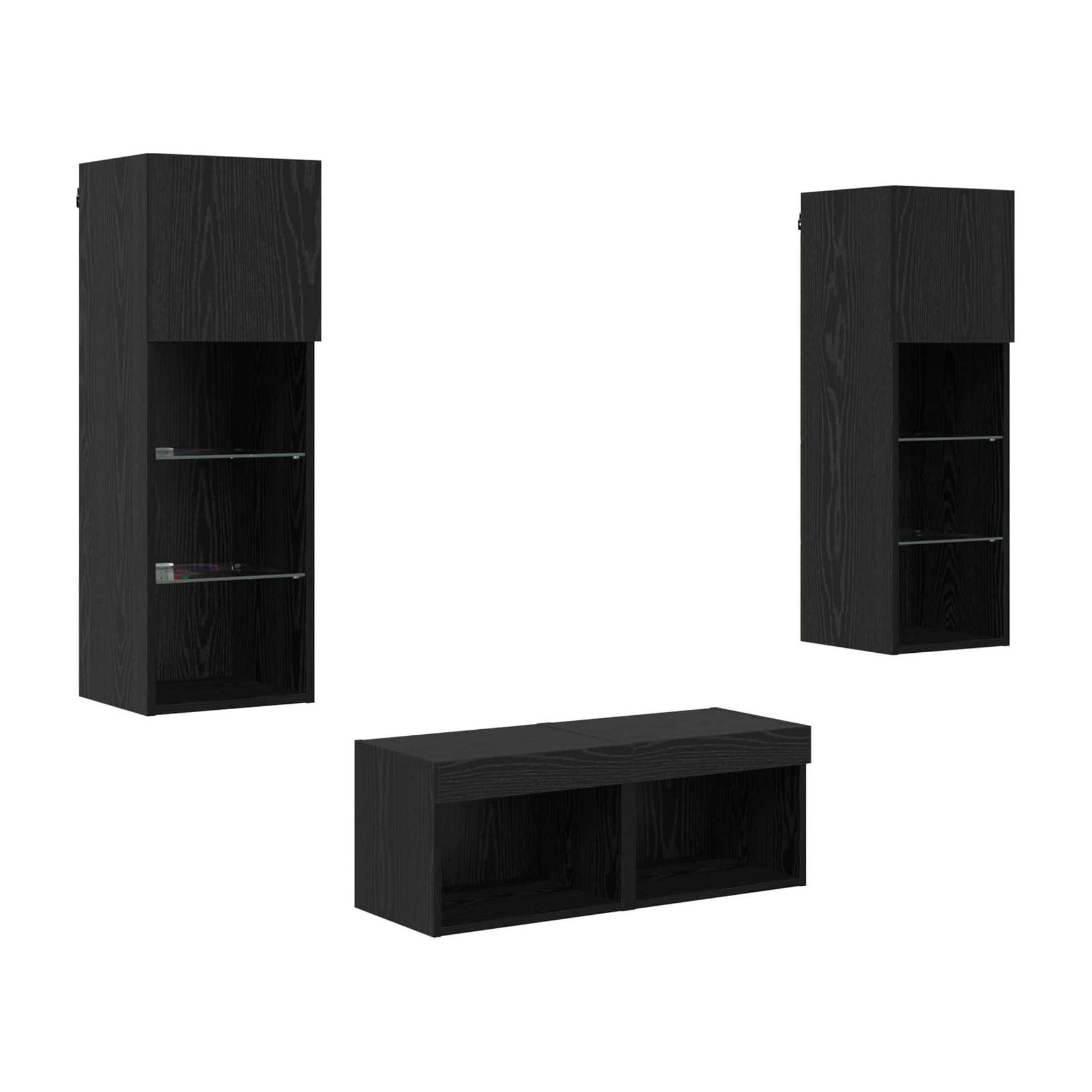 Meuble TV HELLOSHOP26 Lot de 4 meubles TV muraux modernes rang