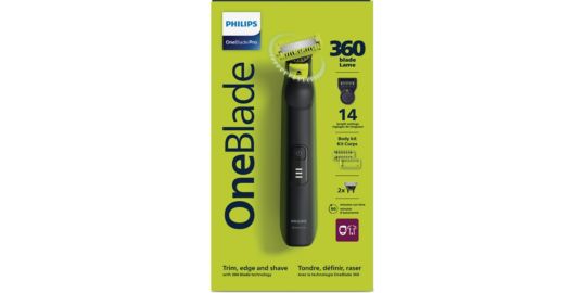 Tondeuse multi usages PHILIPS OneBlade QP6542/15, molette réglable, 14 hauteurs de coupe, précision 0,4 mm, autonomie 90 mn