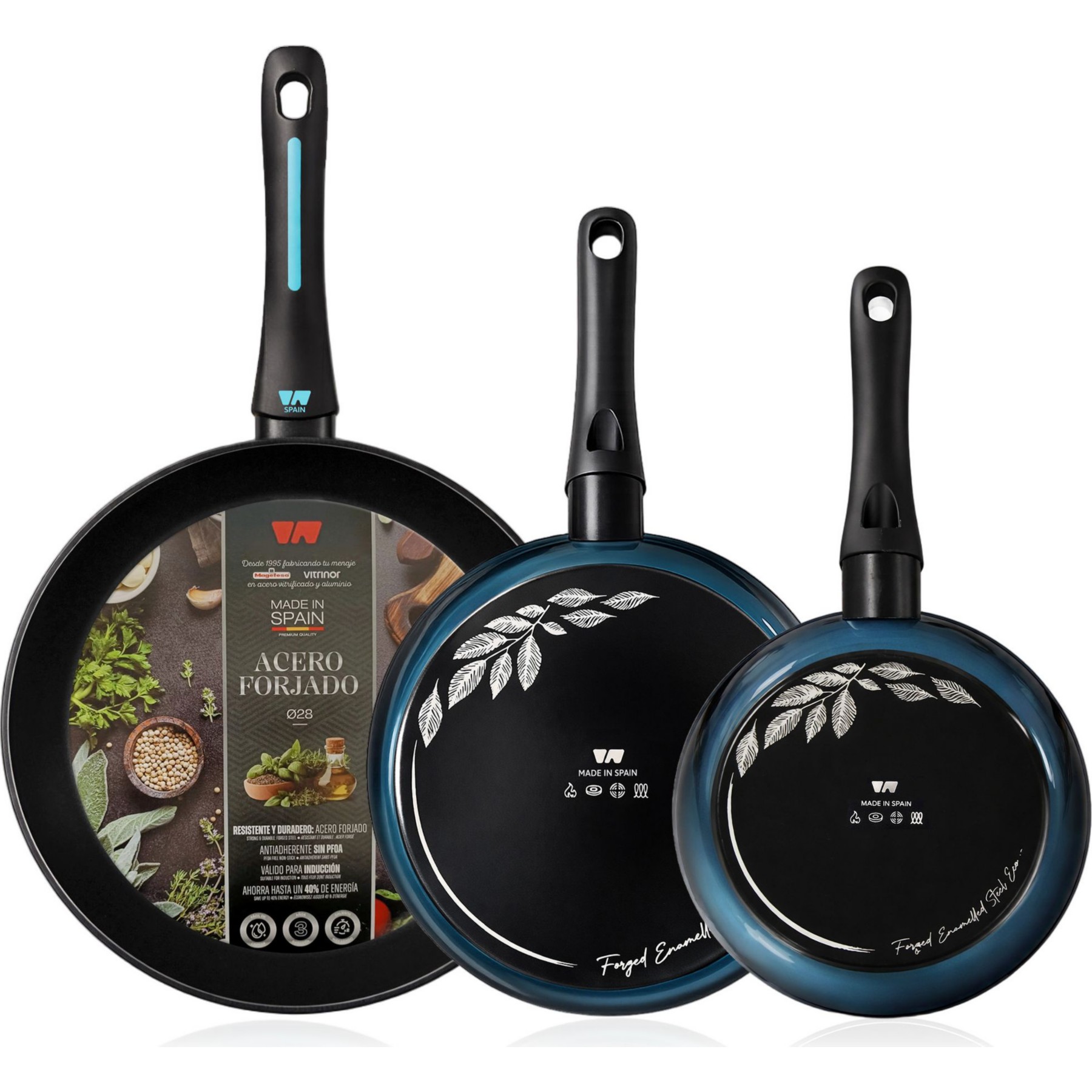 Batterie de cuisine BRIEBE MARE Acier Forgé, 20-24-28cm,Antiadhésif