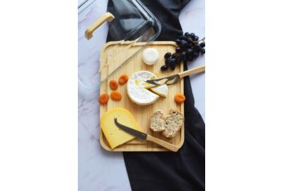 Boîte hermétique PEBBLY à fromage, bambou et verre