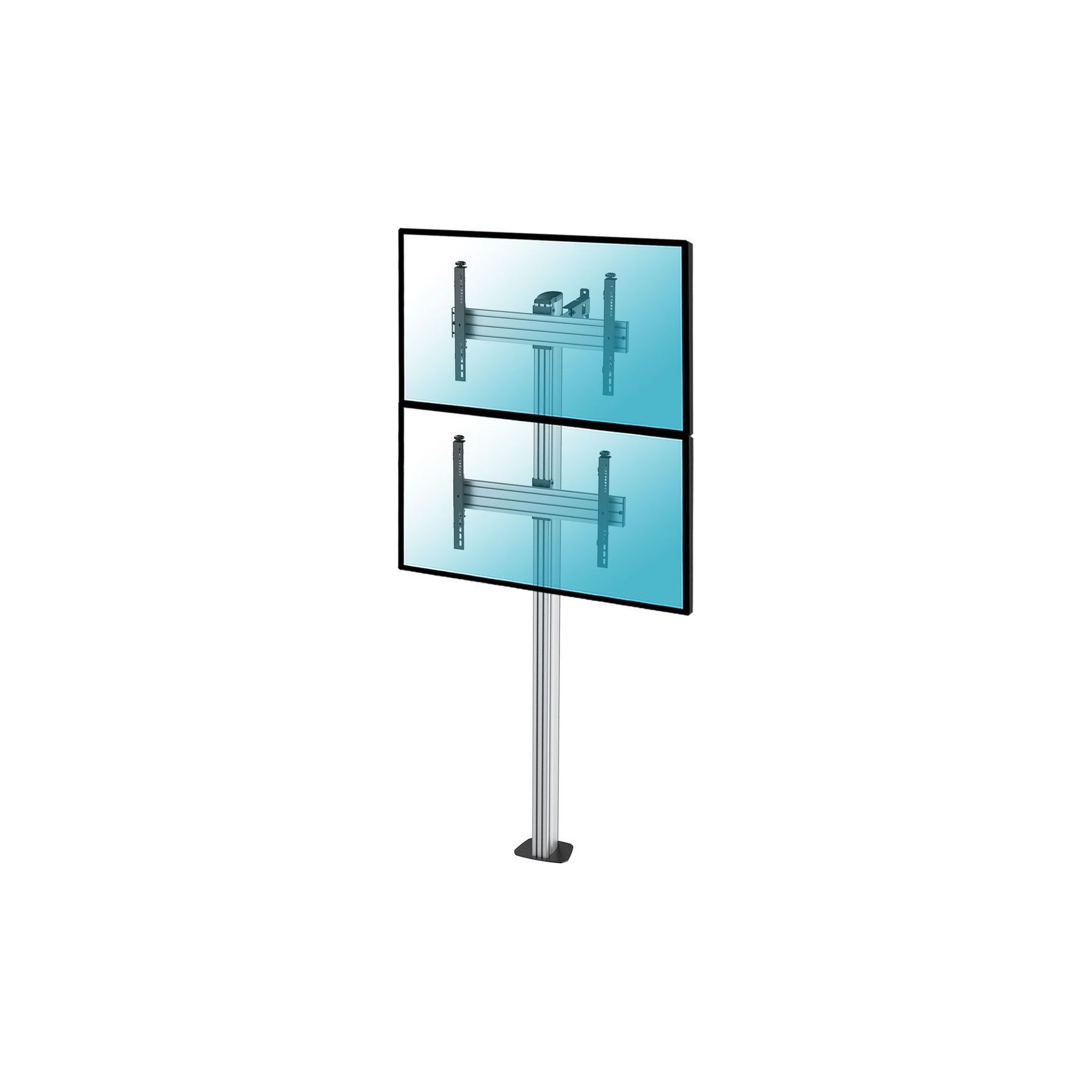 Pied TV KIMEX Support de sol 2 écrans TV 40"-65"