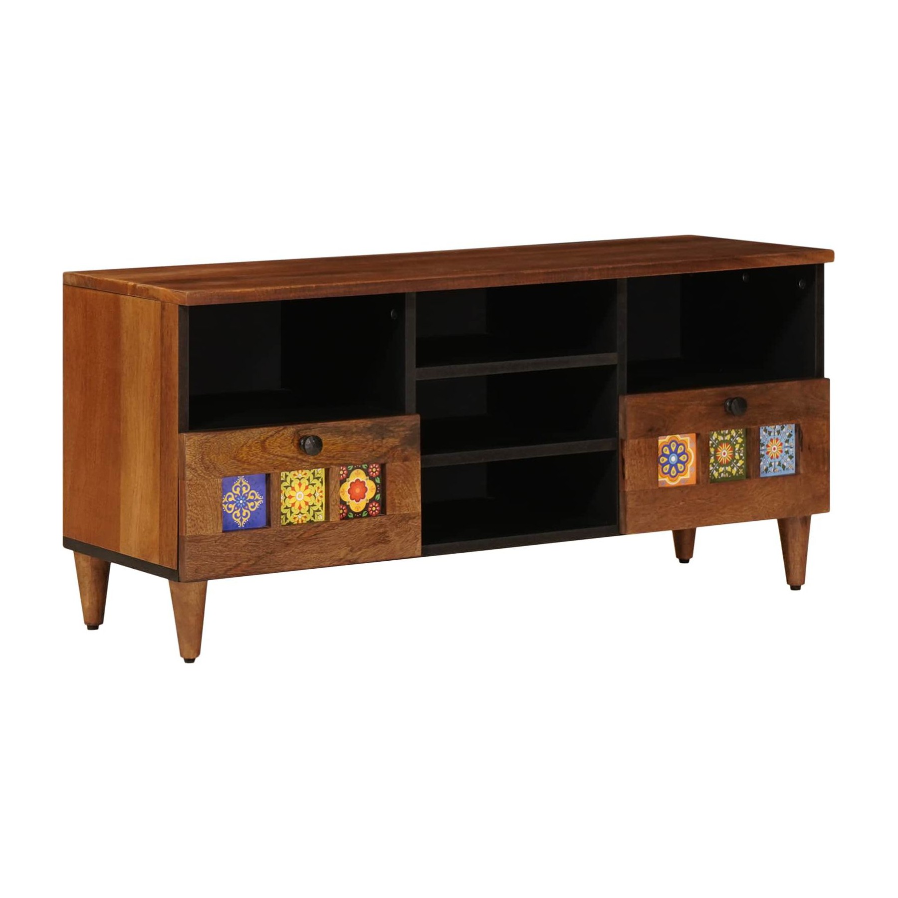 Meuble TV HELLOSHOP26 Meuble TV moderne avec 2 tiroirs et étag