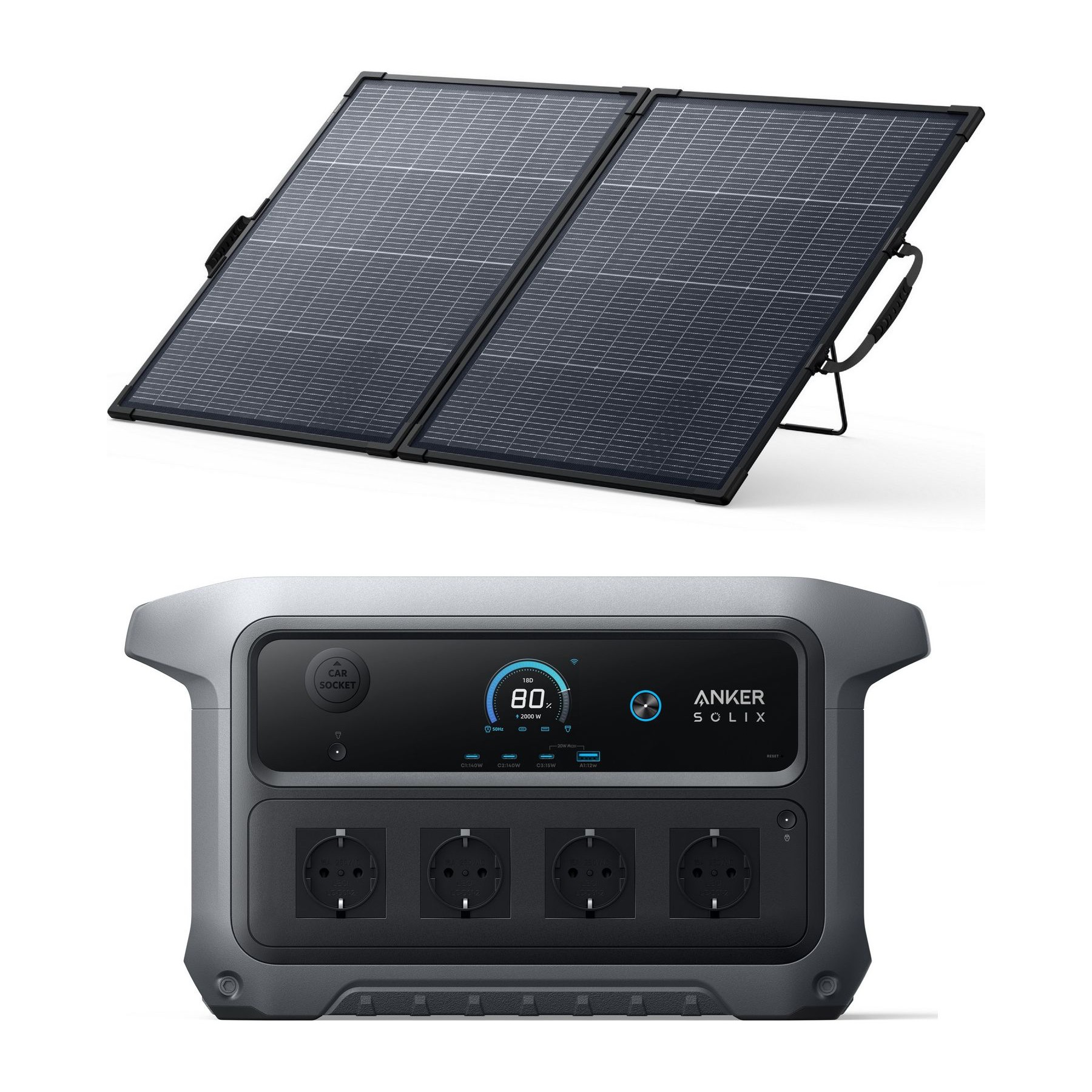 Batterie nomade ANKER SOLIX KIT C2000 Gen 2+PS200 Bifacial