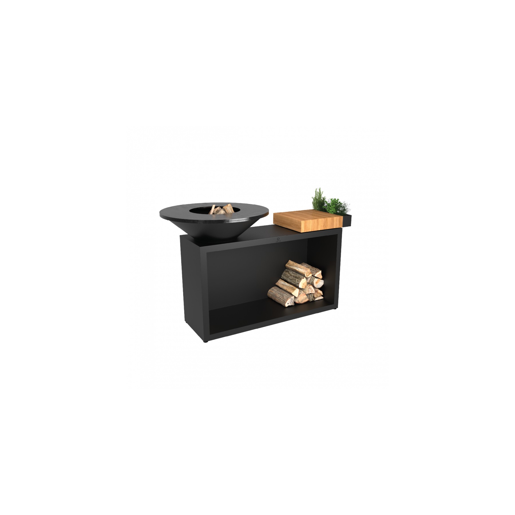 Brasero OFYR Island Black 85 Teak Wood OI3B85W