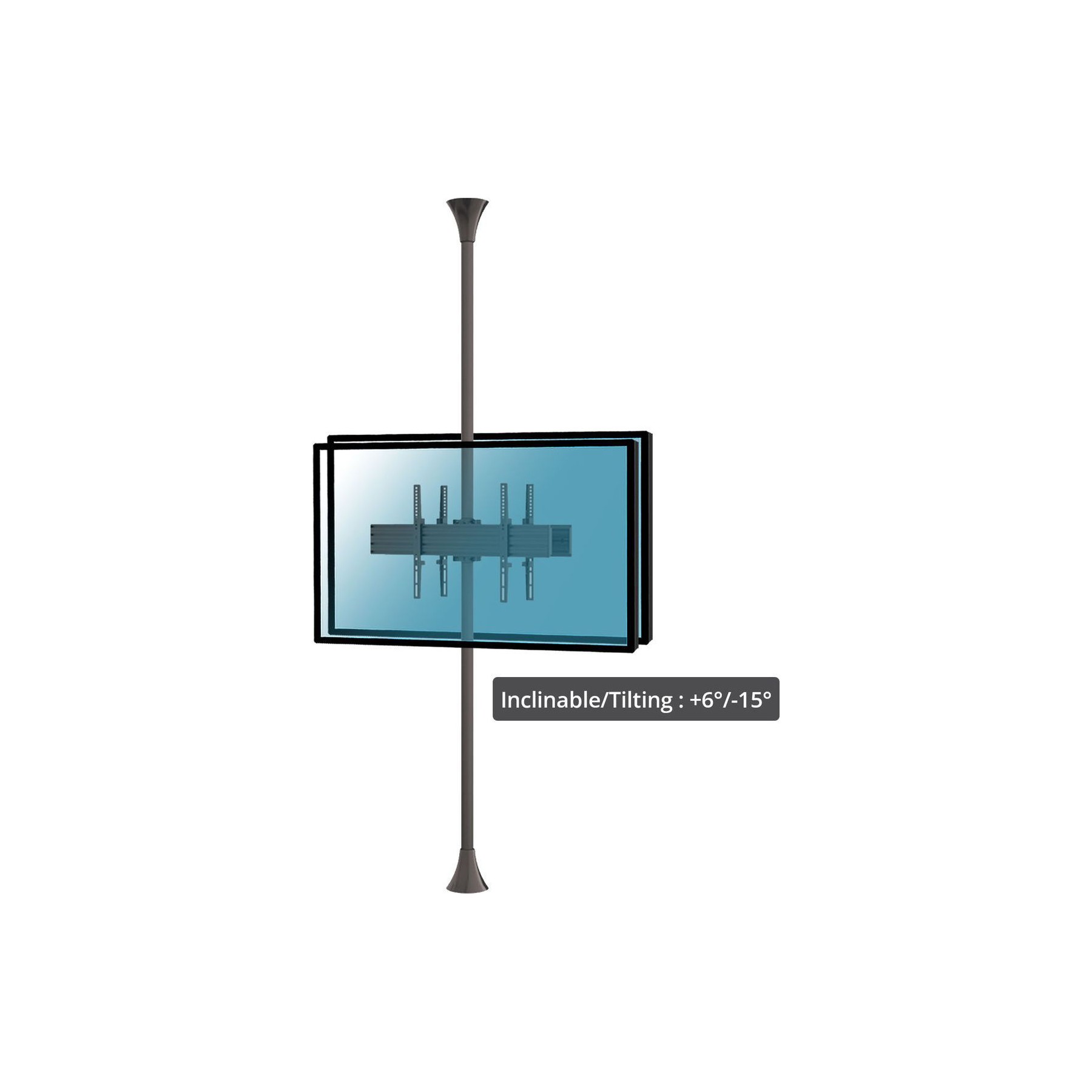 Pied TV KIMEX inclinable 2 écrans 32-75" 400x400 max