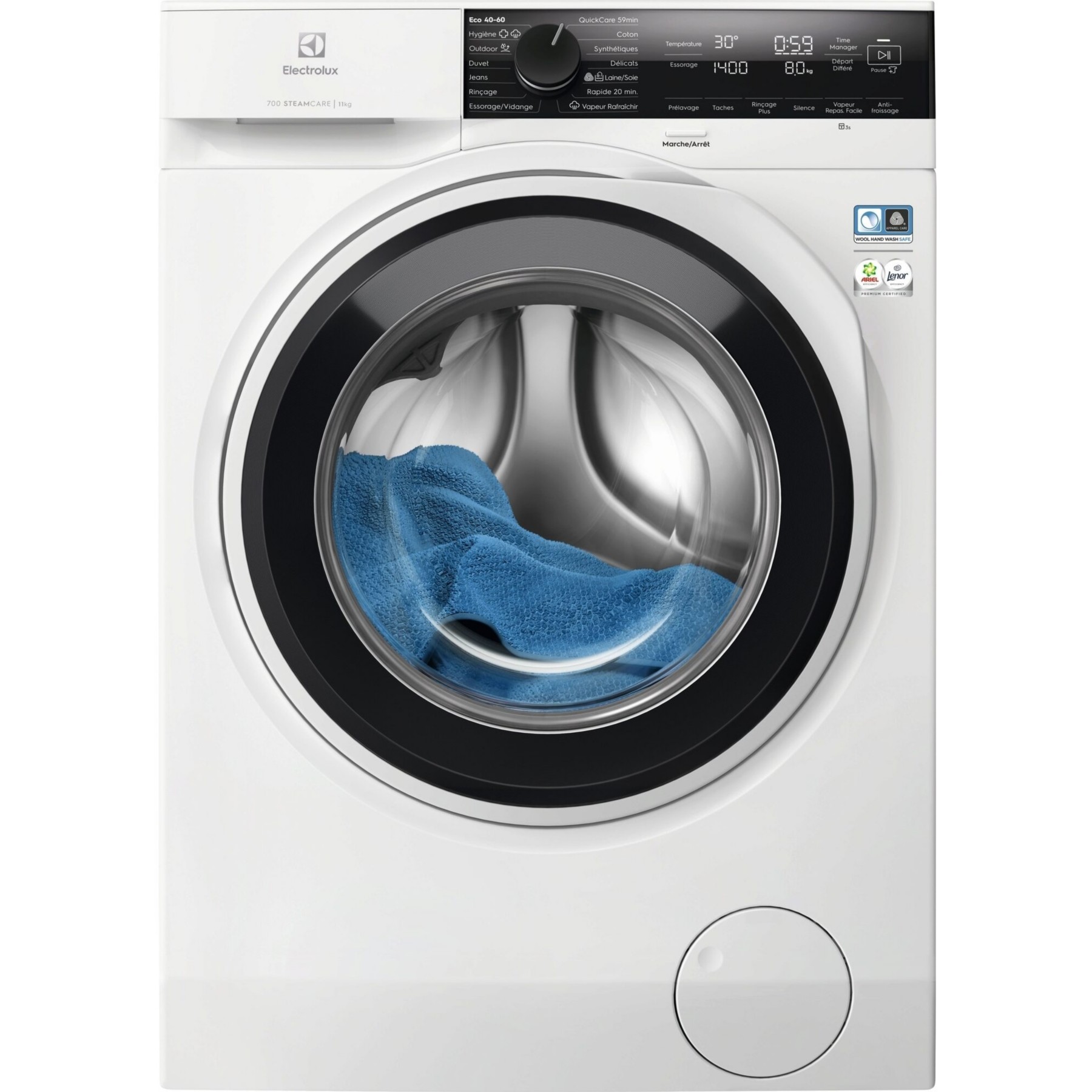 Lave linge hublot ELECTROLUX EW7FI1411DG - 11 kg - 1400 tr/min - Classe A - Moteur induction