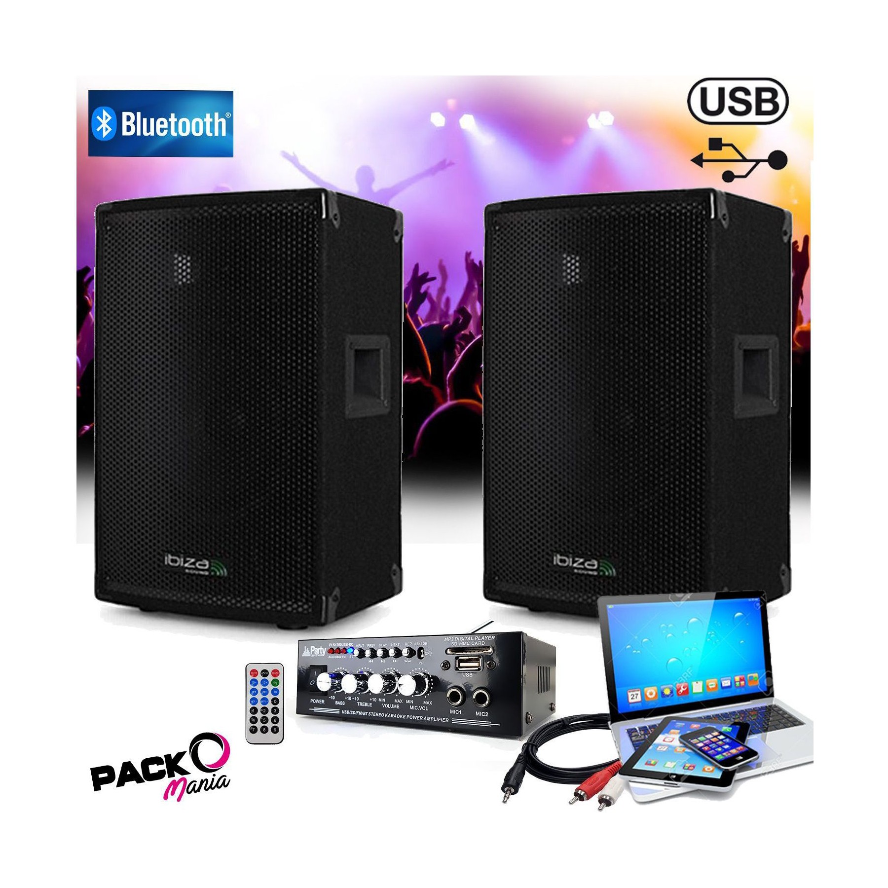 Pack sono IBIZA Pack sono Ibiza sound 600W total + Ampli