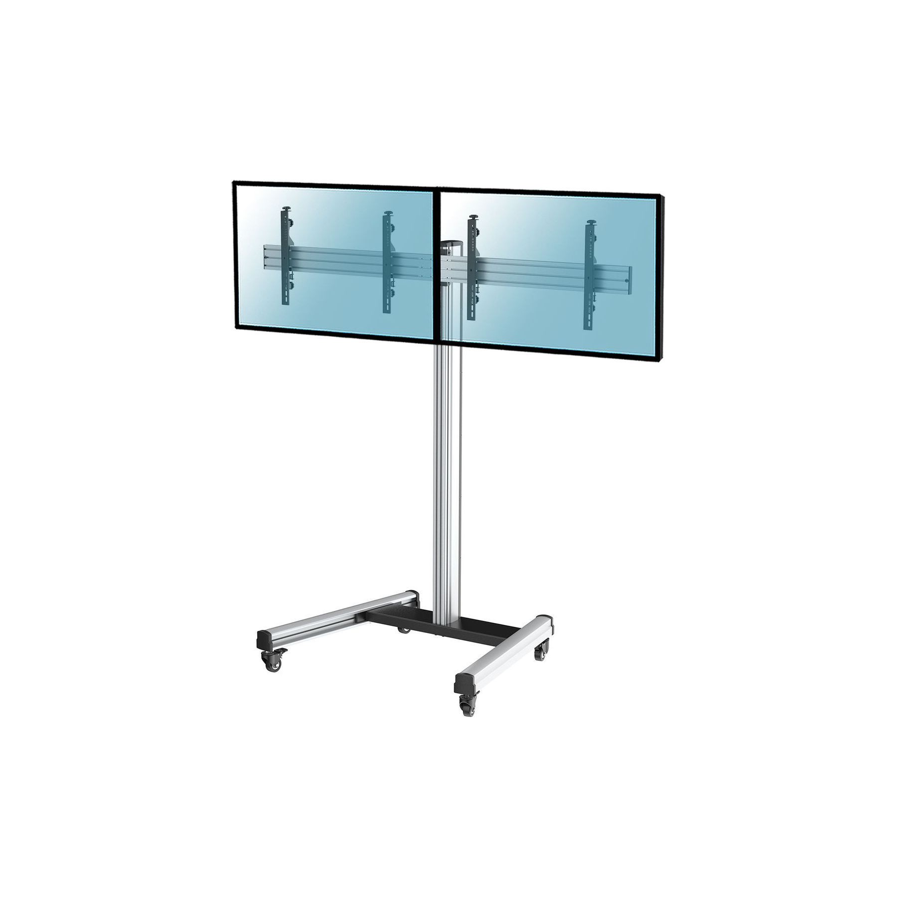 Pied TV KIMEX Support à roulettes 2 écrans TV 43"- 49"